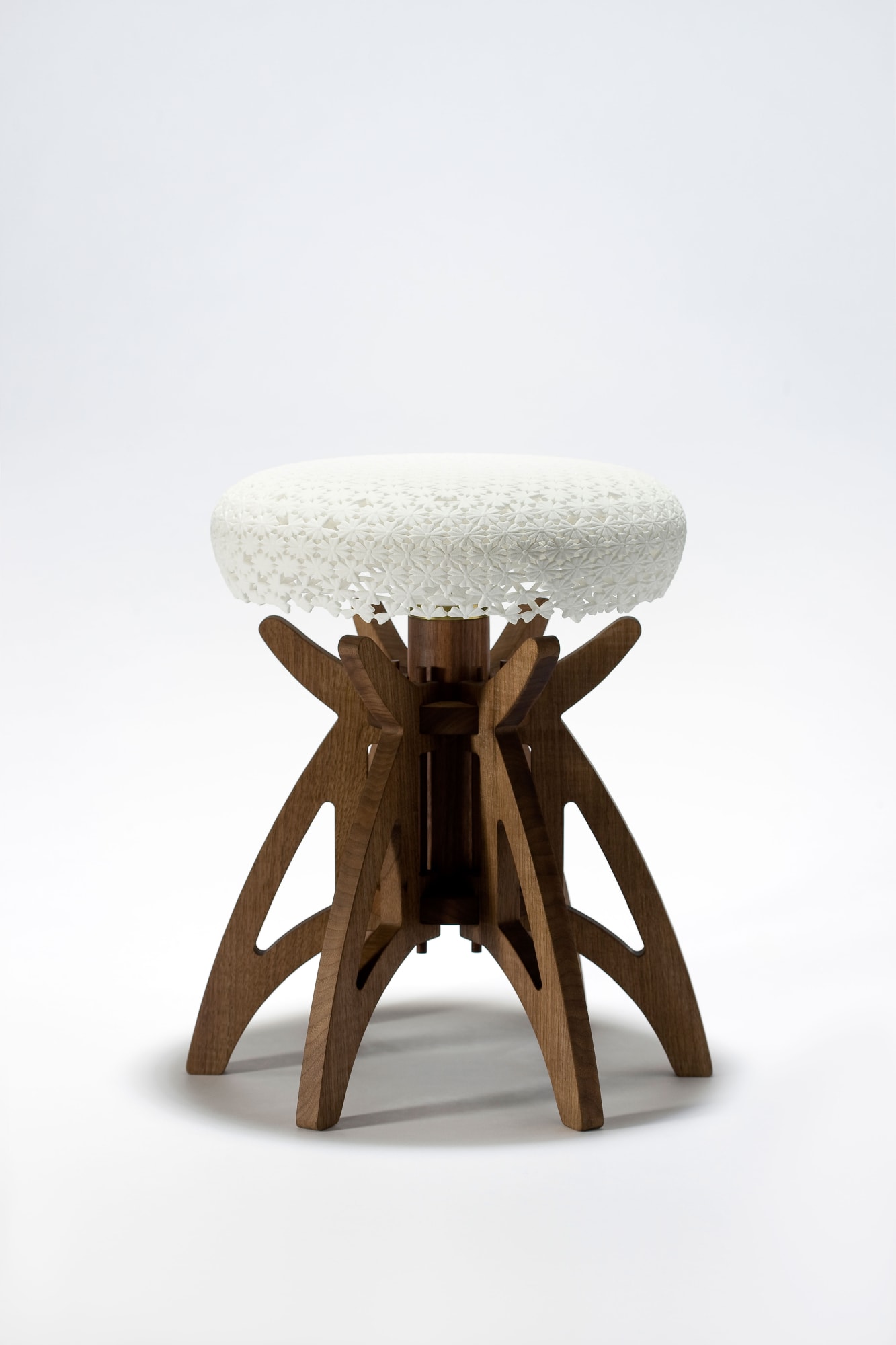 Tessellation polyamide, brass, walnut 40 x 40 x 45cm 2017