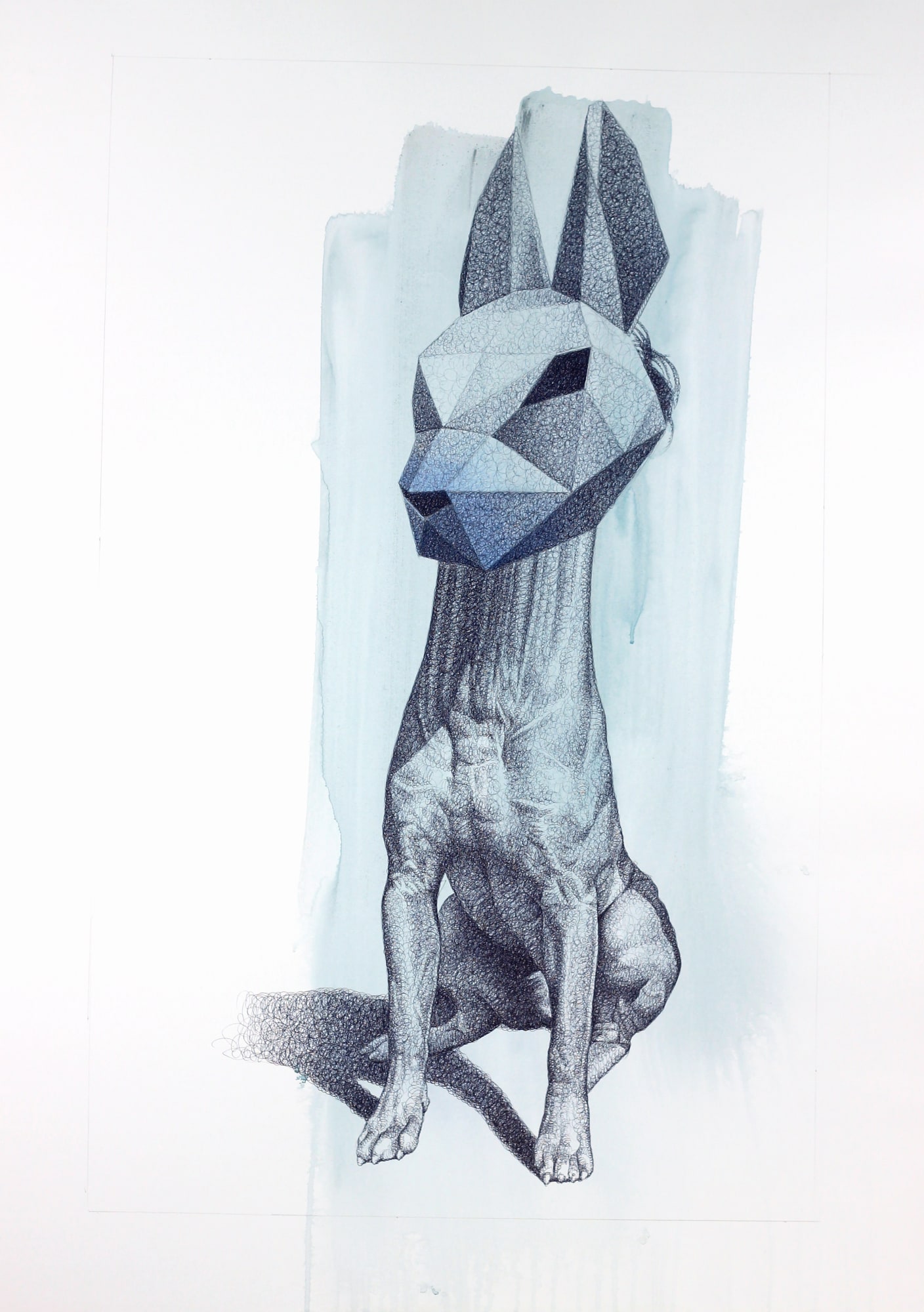 Waiting for you acrylic, color pencil, pen on paper 110 x 80cm 2021