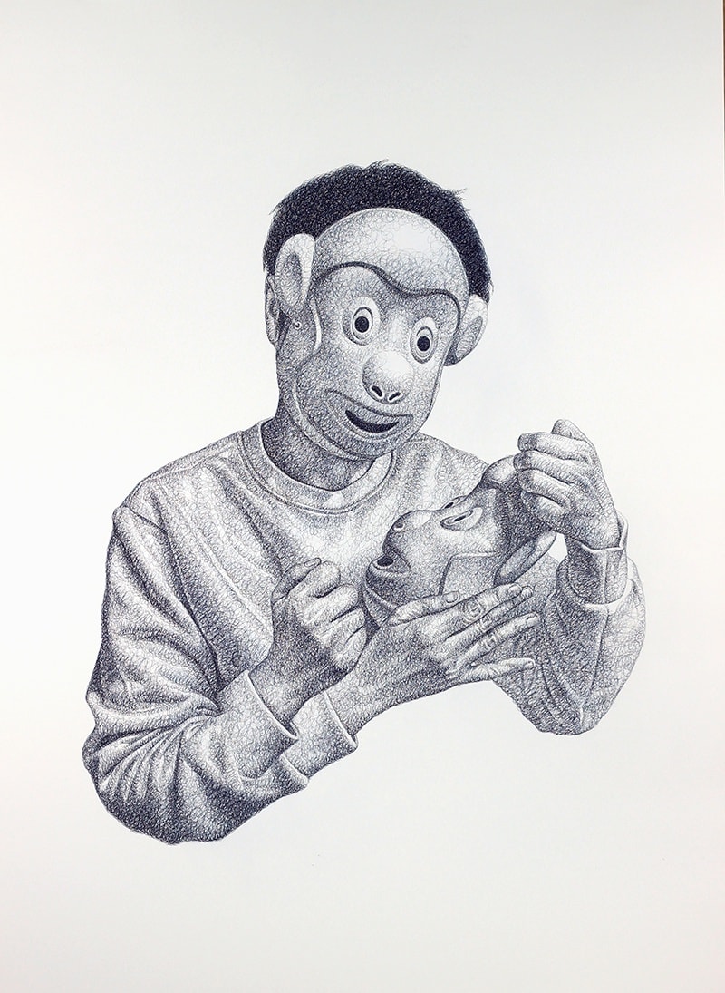 Am I okay pen on paper 110 x 80cm 2021