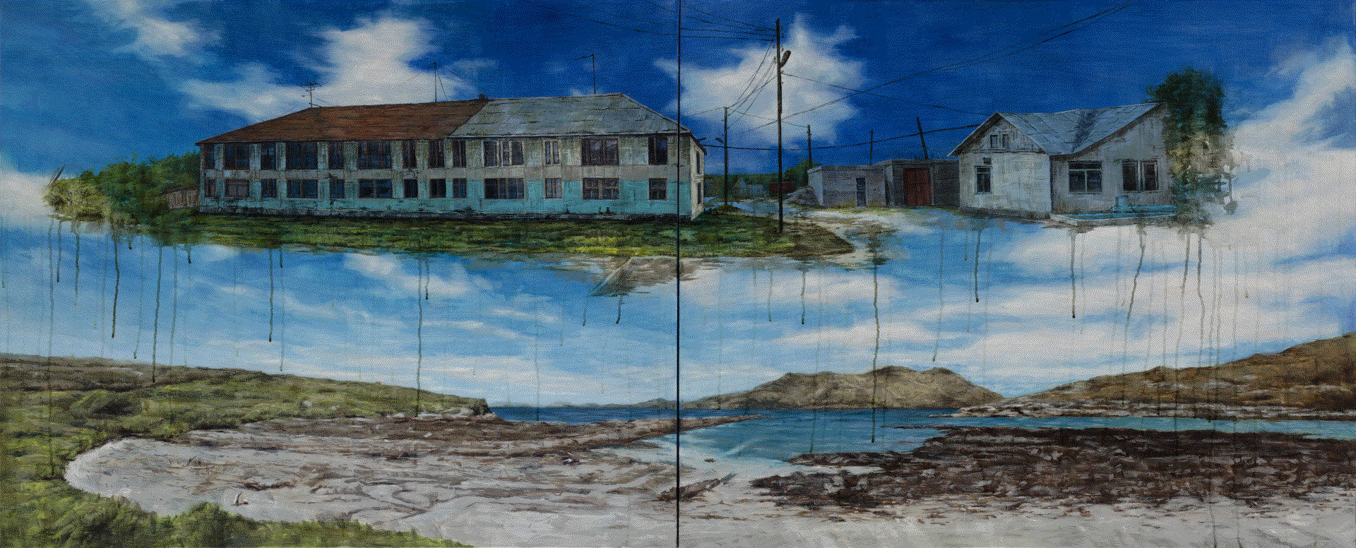 JUNG GWANGDO 3.5688578, -10.0680142 oil on canvas 73 x 182cm 2017