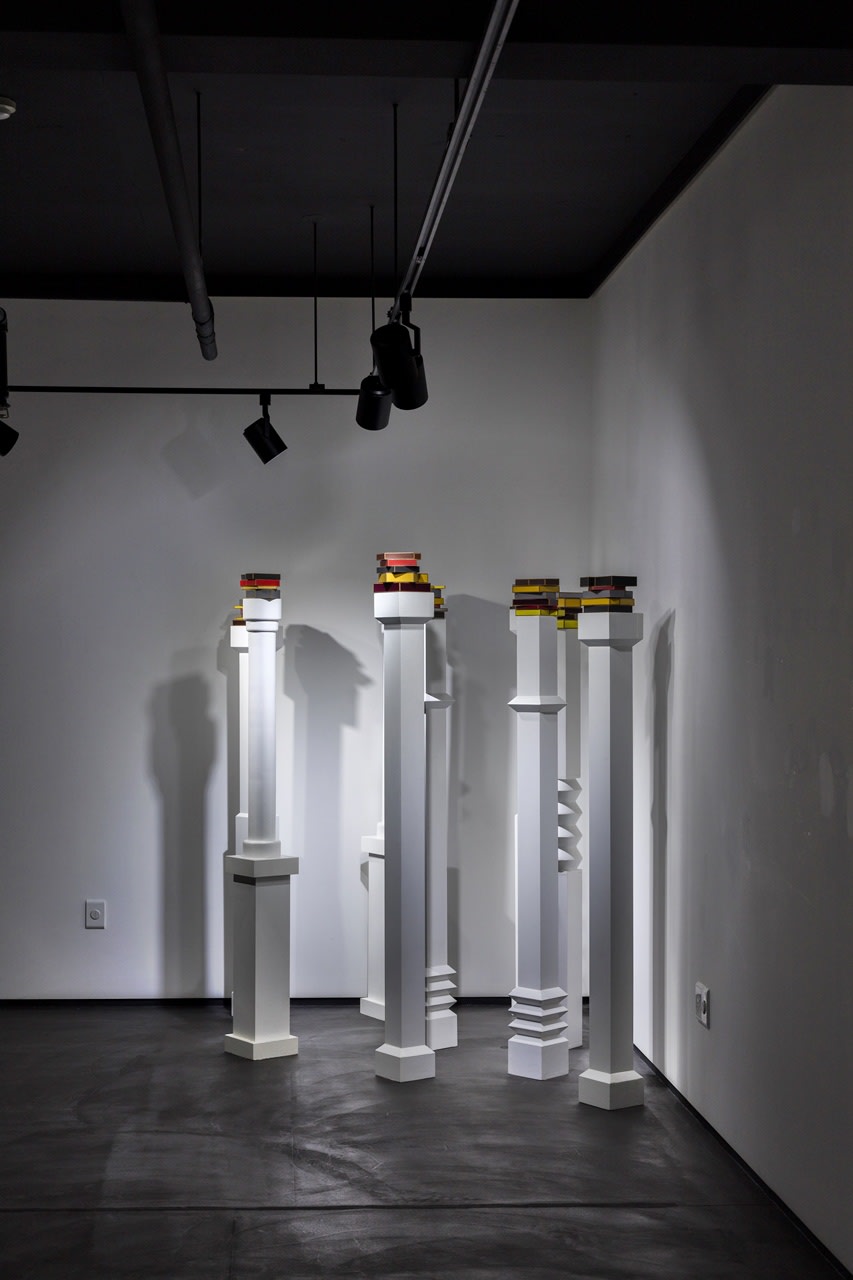 CHO JAIYOUNG Things from the white wood, cardboard, contact paper, paint dimensions variable 2017