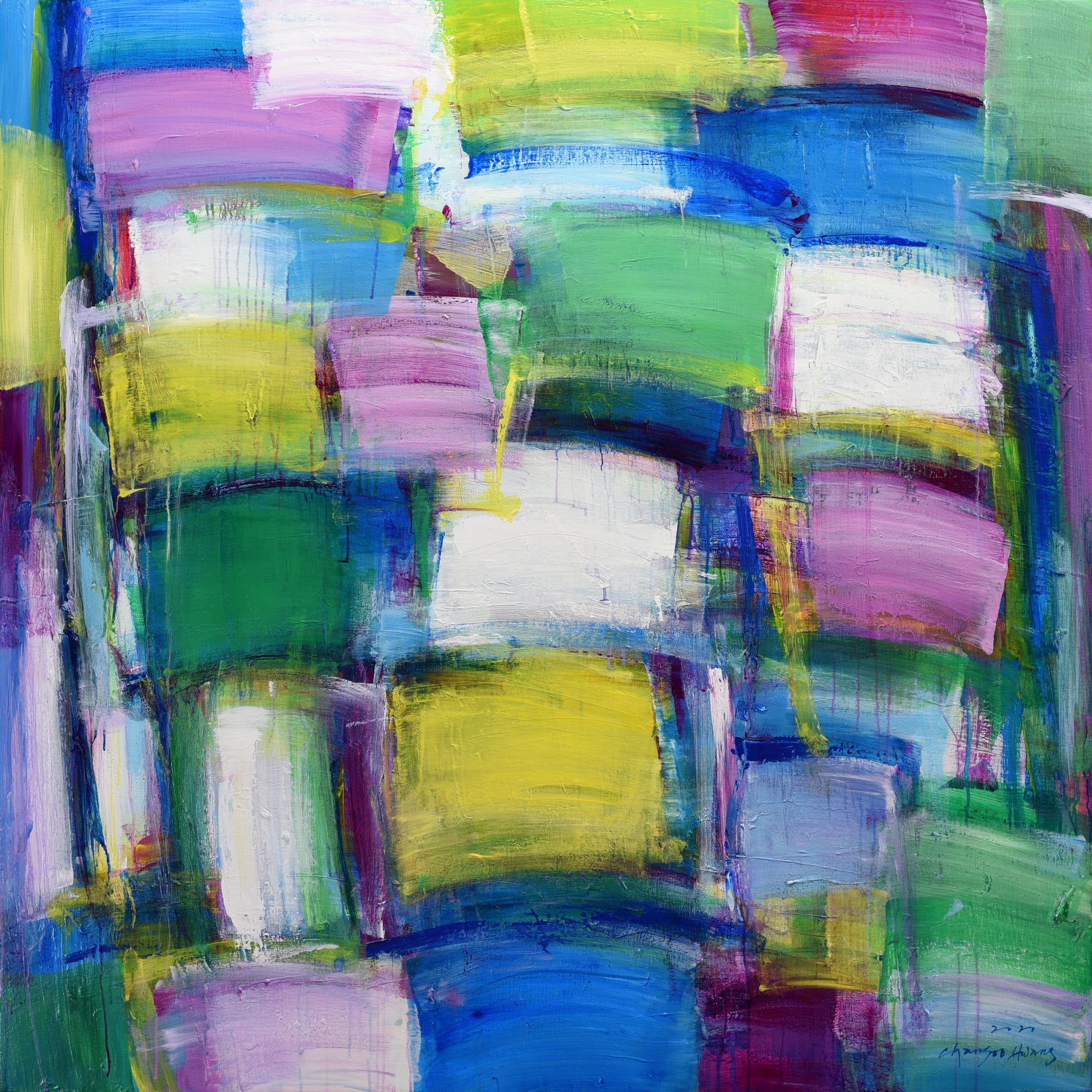 Space and memory-2002 acrylic on canvas 130 x 130cm 2020