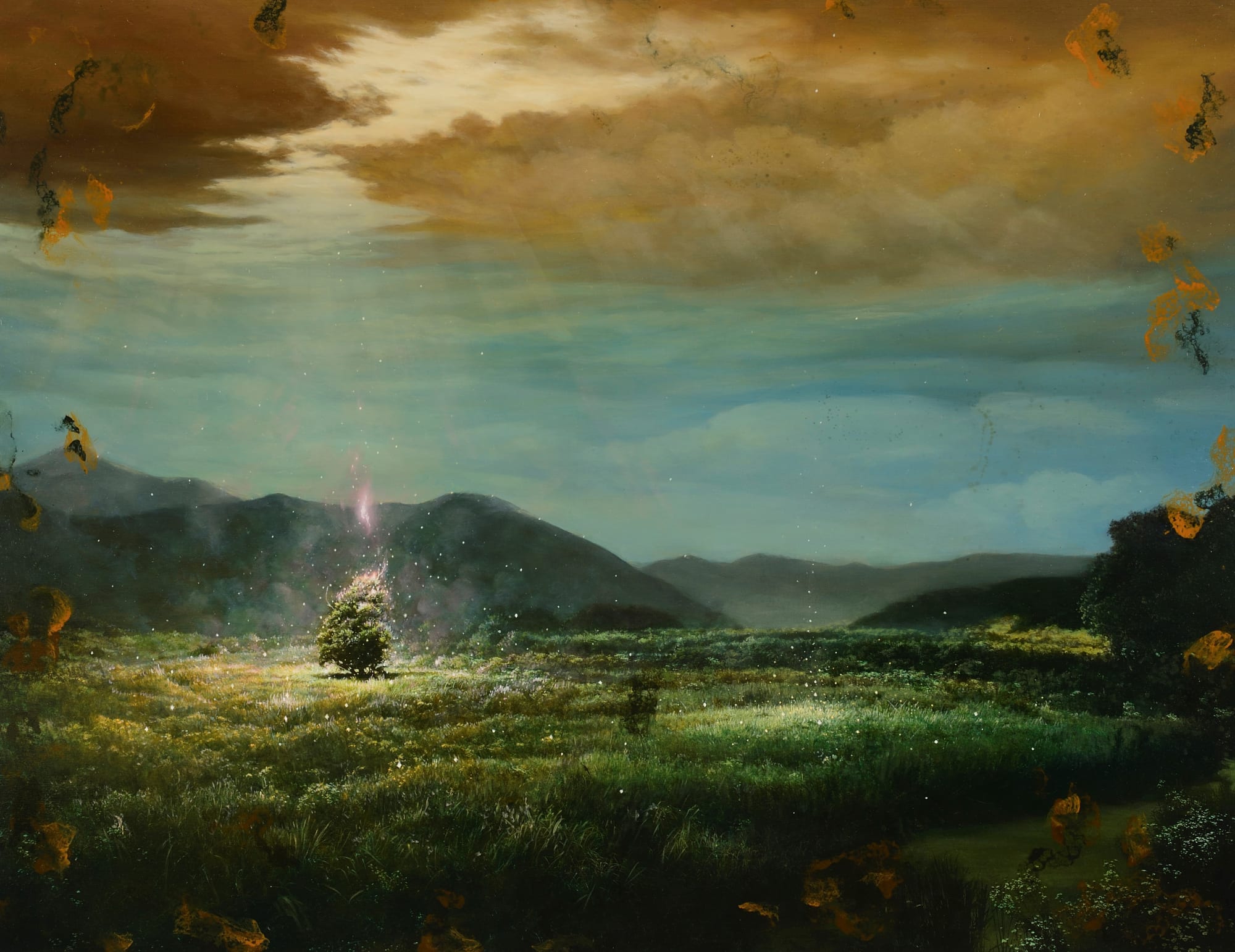 Unknown Artist-Aug 28th 19 mixed media on canvas 91 x 116.8cm 2019