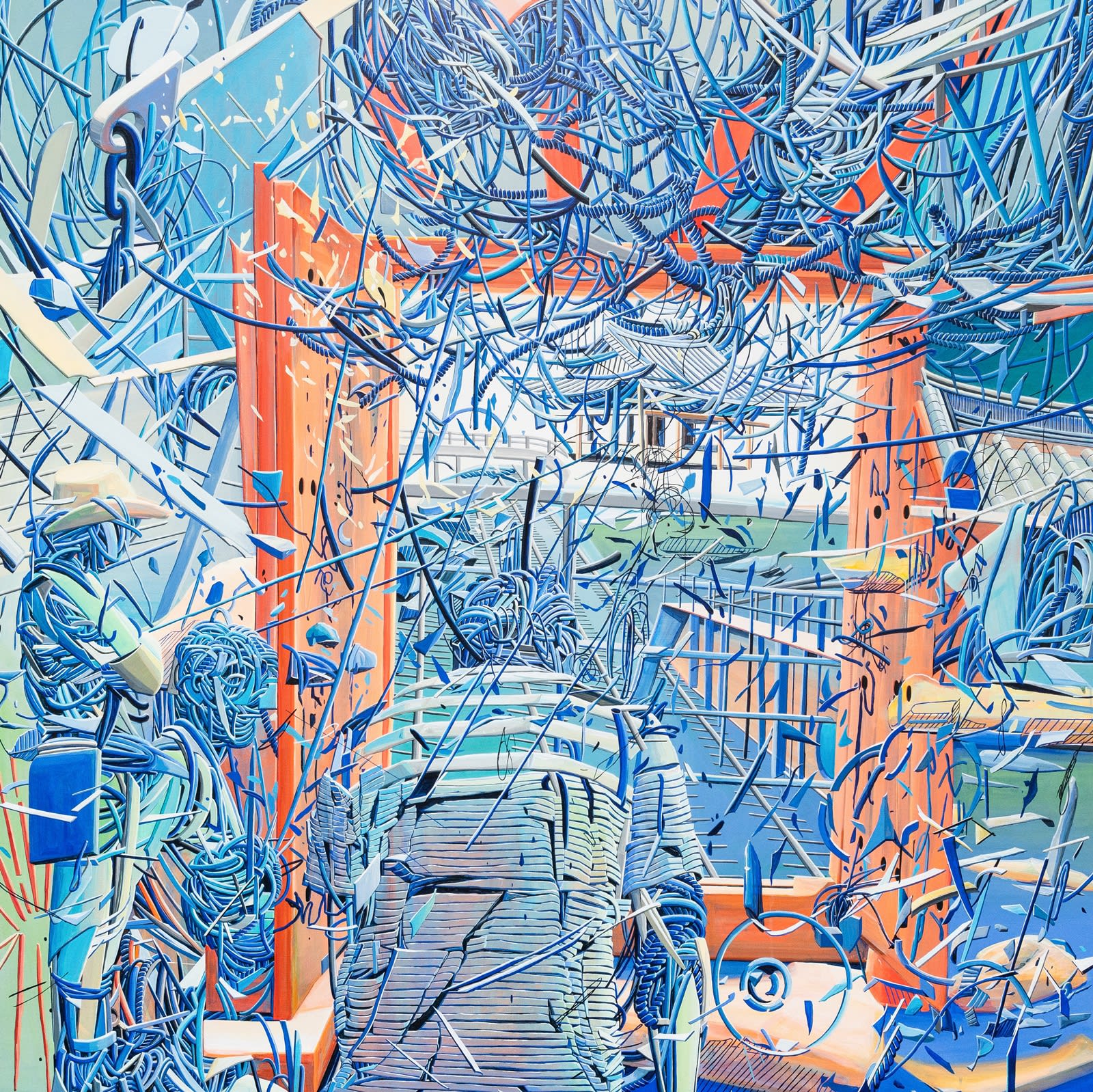 Blue Room-Travelers acrylic on canvas 145 x 145cm 2018