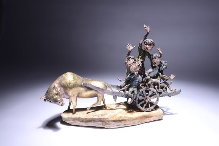 Scenery along the road bronze, copper plate 68 x 19 x 47cm 2016