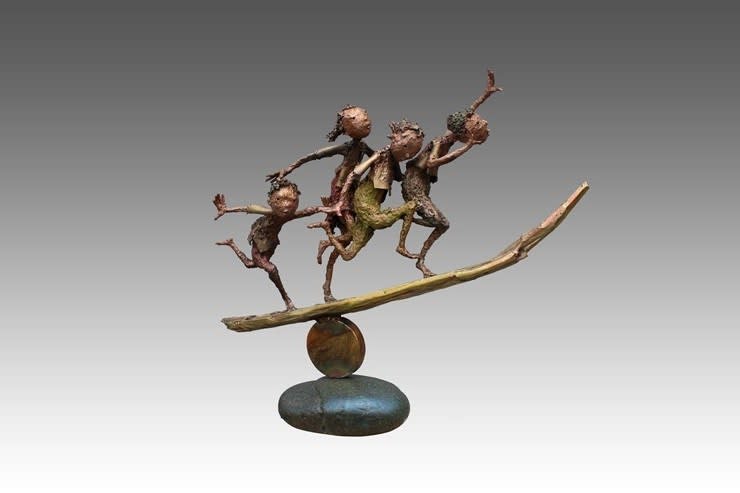 Youthful days bronze plate, copper plate 87 x 24 x 70cm 2015