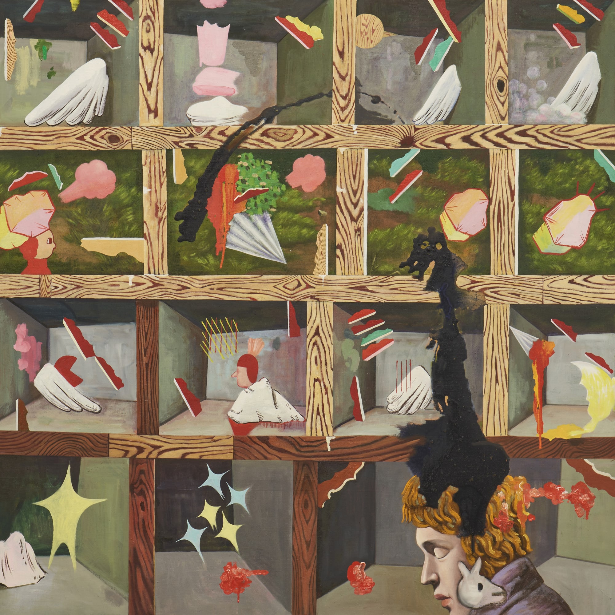 Chung Suejin Multidimensional creatures in the cage5 100 x 100cm oil on linen 2020-2024
