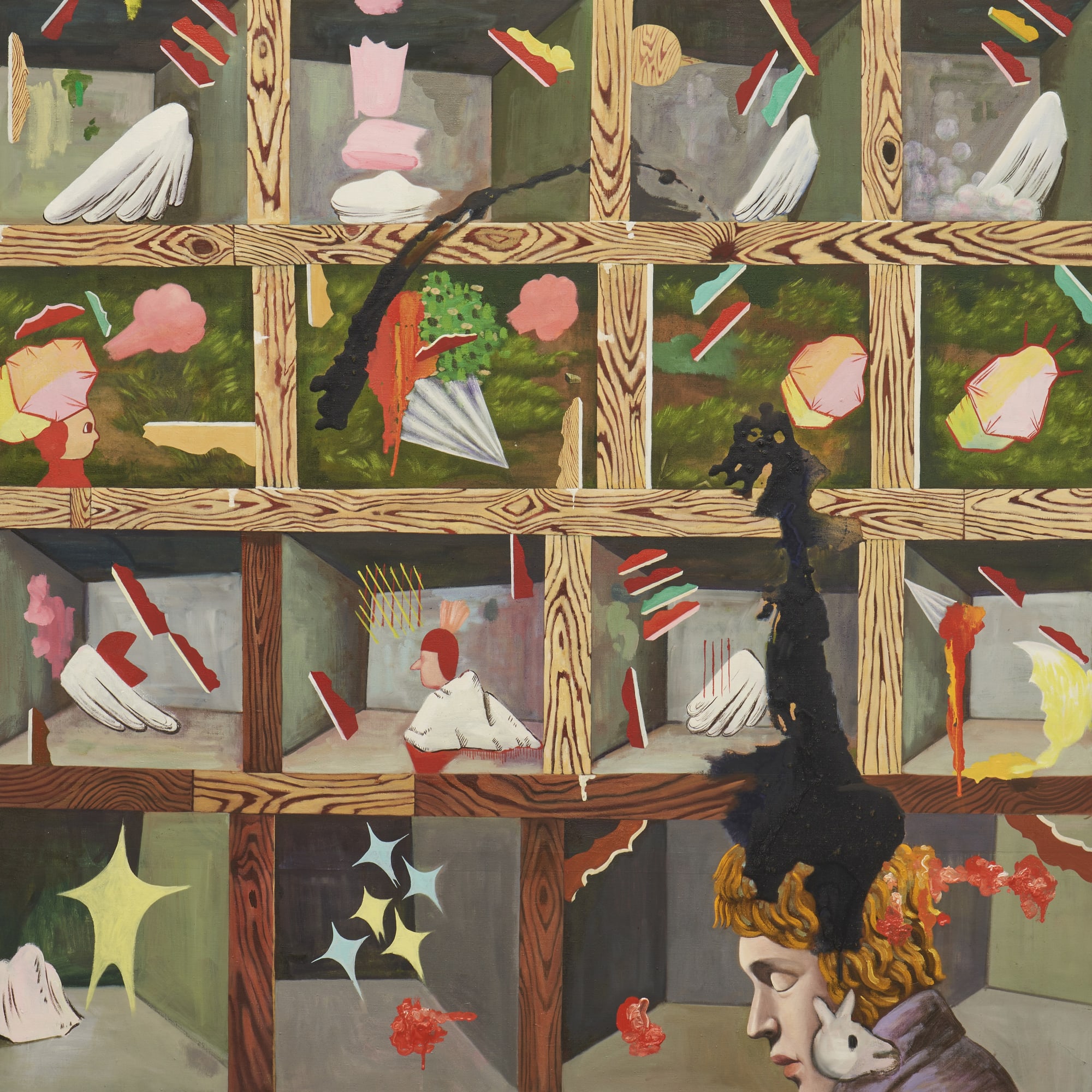 Chung Suejin Multidimensional creatures in the cage5 100 x 100cm oil on linen 2020-2024