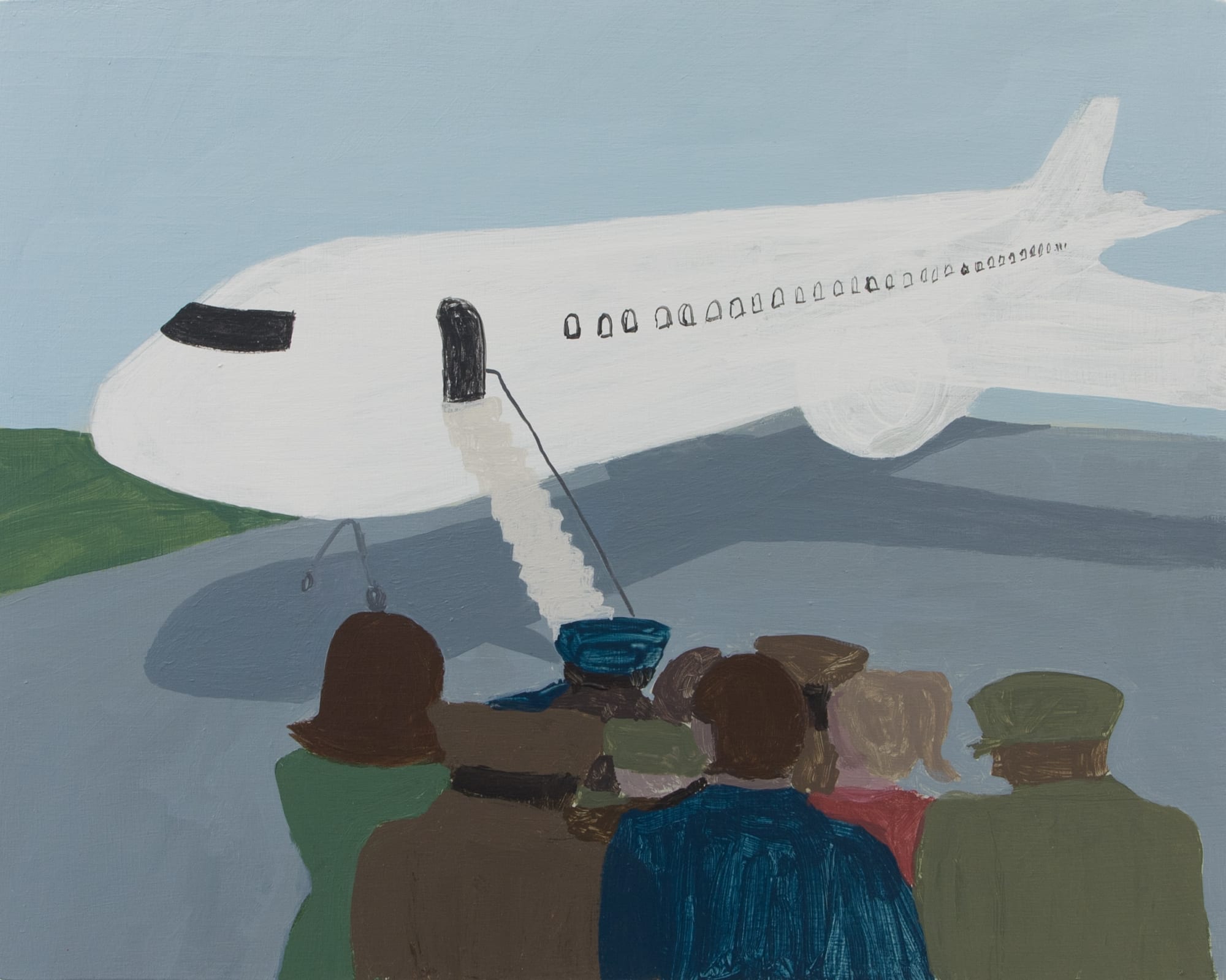 Luke Morrison Plane & Crowd, 2023 Acrylic on wood panel 8h x 10w in
