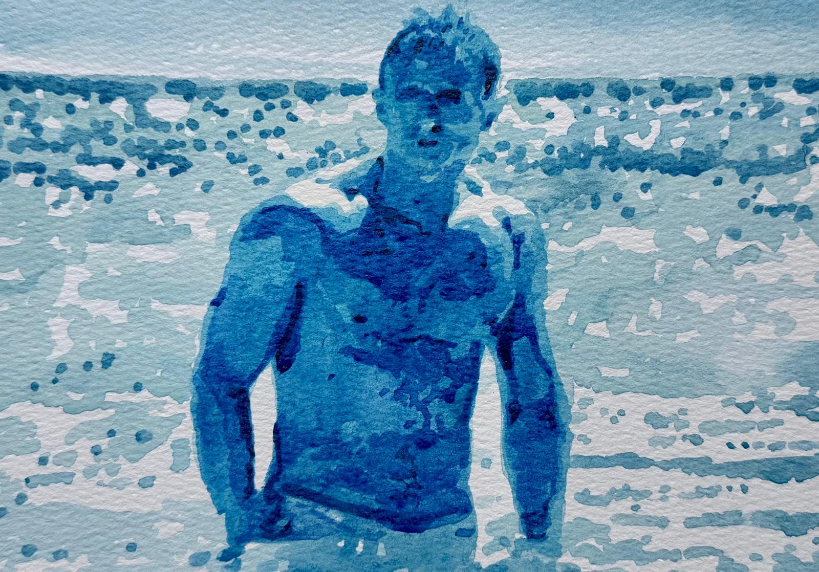 007, Daniel Craig in Casino Royale Watercolour in Blue tones
