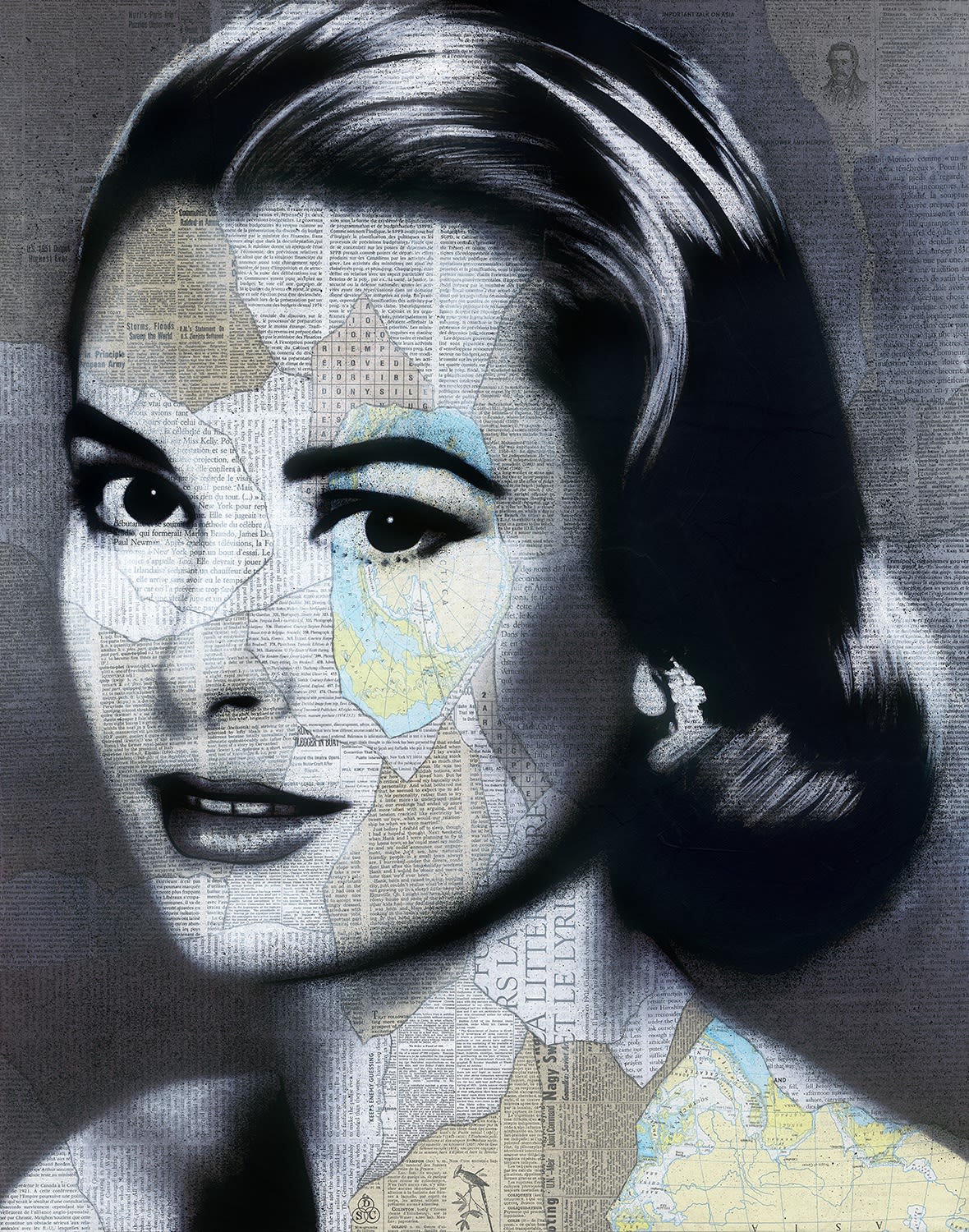 grace de monaco, bleu, 2016 12 x 9 in., Ed. 10