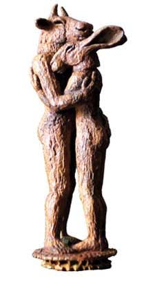 Hugging, 2008-2016 5 7/8 x 2 1/2 x 1 3/4 in., Ed. 75 30 5/8 x 12 1/2 x 8 5/8 in., Ed. 9 93 5/8 x 32 1/4 x 23 1/2 in., Ed. 9