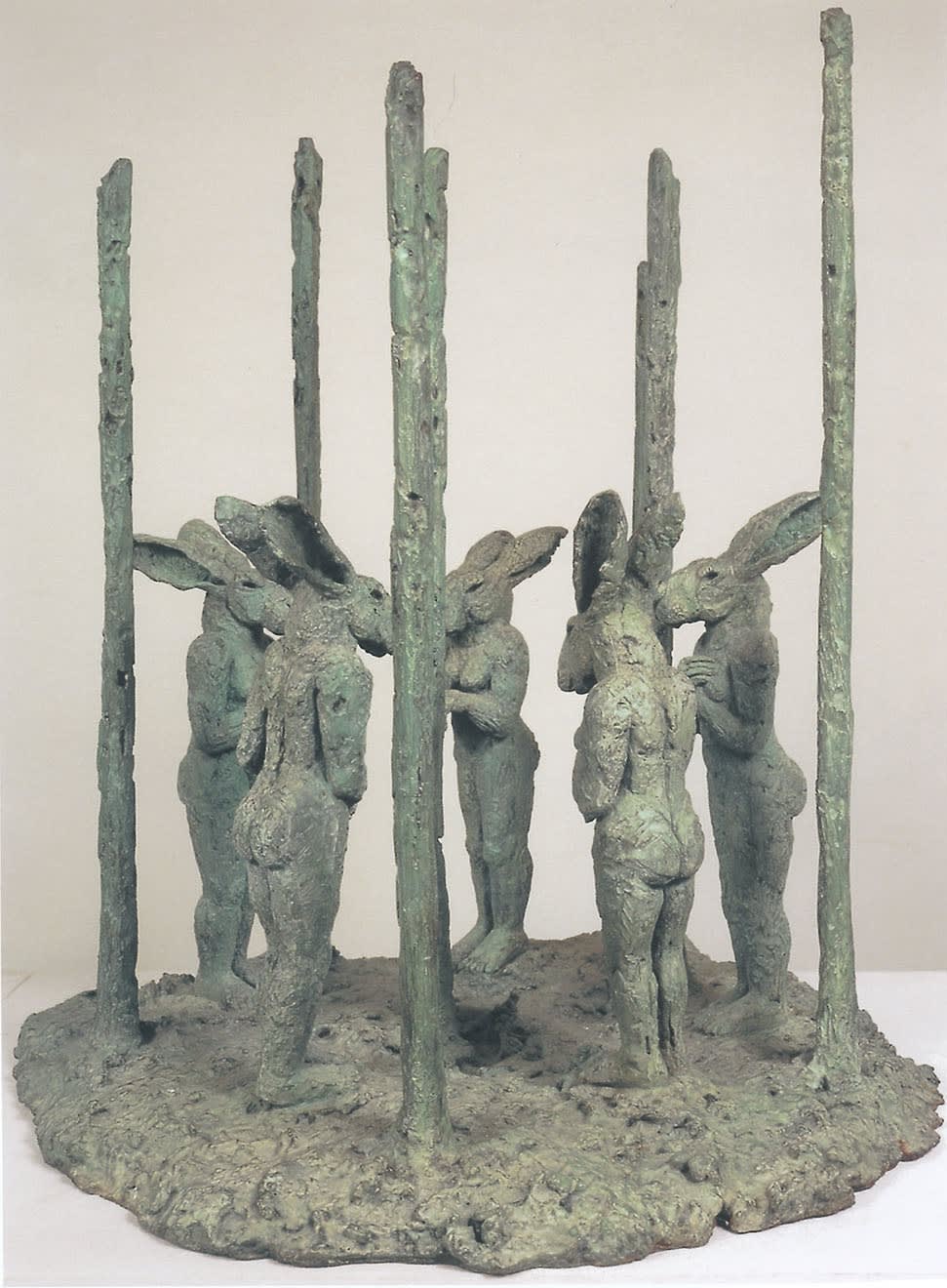 Lady Hares in a Forest, 1998 22 1/2 x 22 1/2 x 25 in., Ed. 9