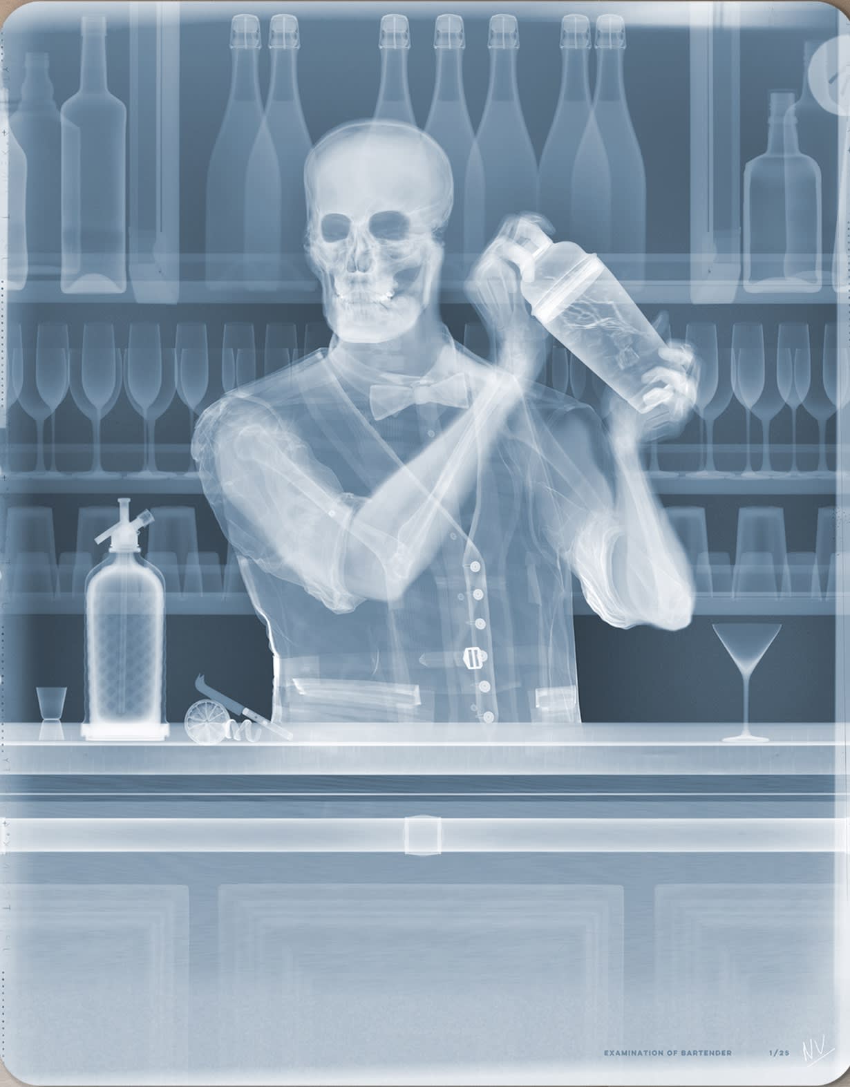 Examination of Bartender, 2021 29 1/2 x 23 in., Ed. 25 50 x 40 in., Ed. 15 59 x 47 in., Ed. 9
