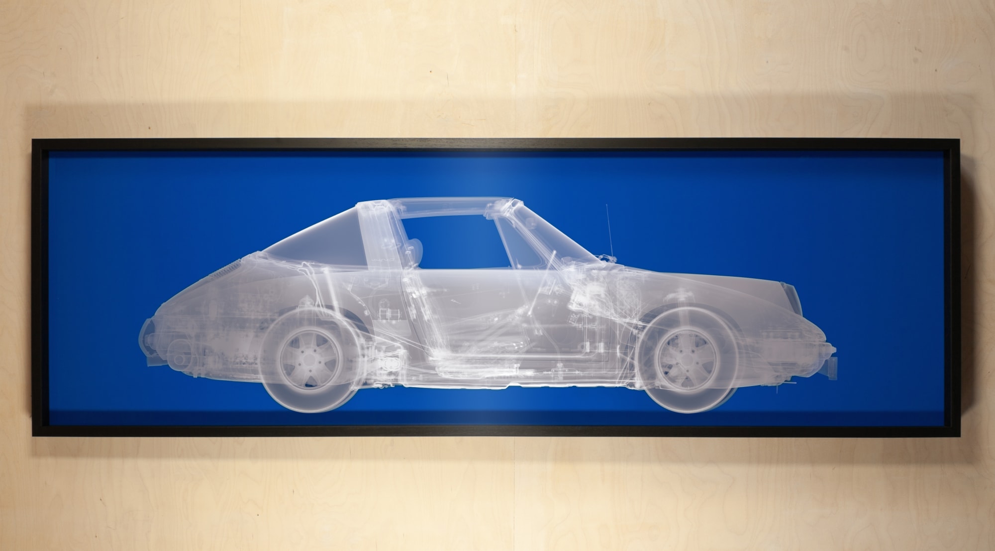 Silver Porsche 911 on Blue, 2025 25 x 81 in., Ed. 25