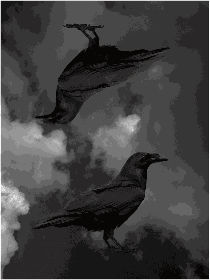 Huginn and Muninn (Mind and Memory), 2023 44 x 36 in., Ed. 15