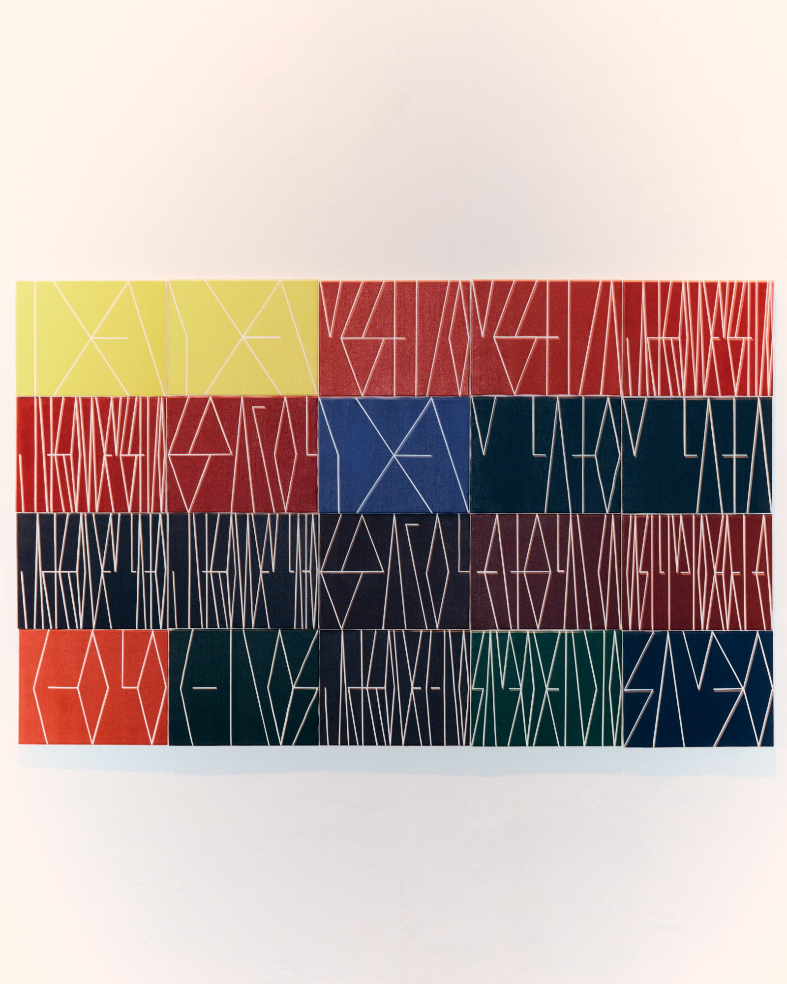 Untitled (Peruvian Series), 2016, acrylic on canvas, 20 paintings - 10 5/8 x 13 3/4 in (each) (27 x 34.9 cm)