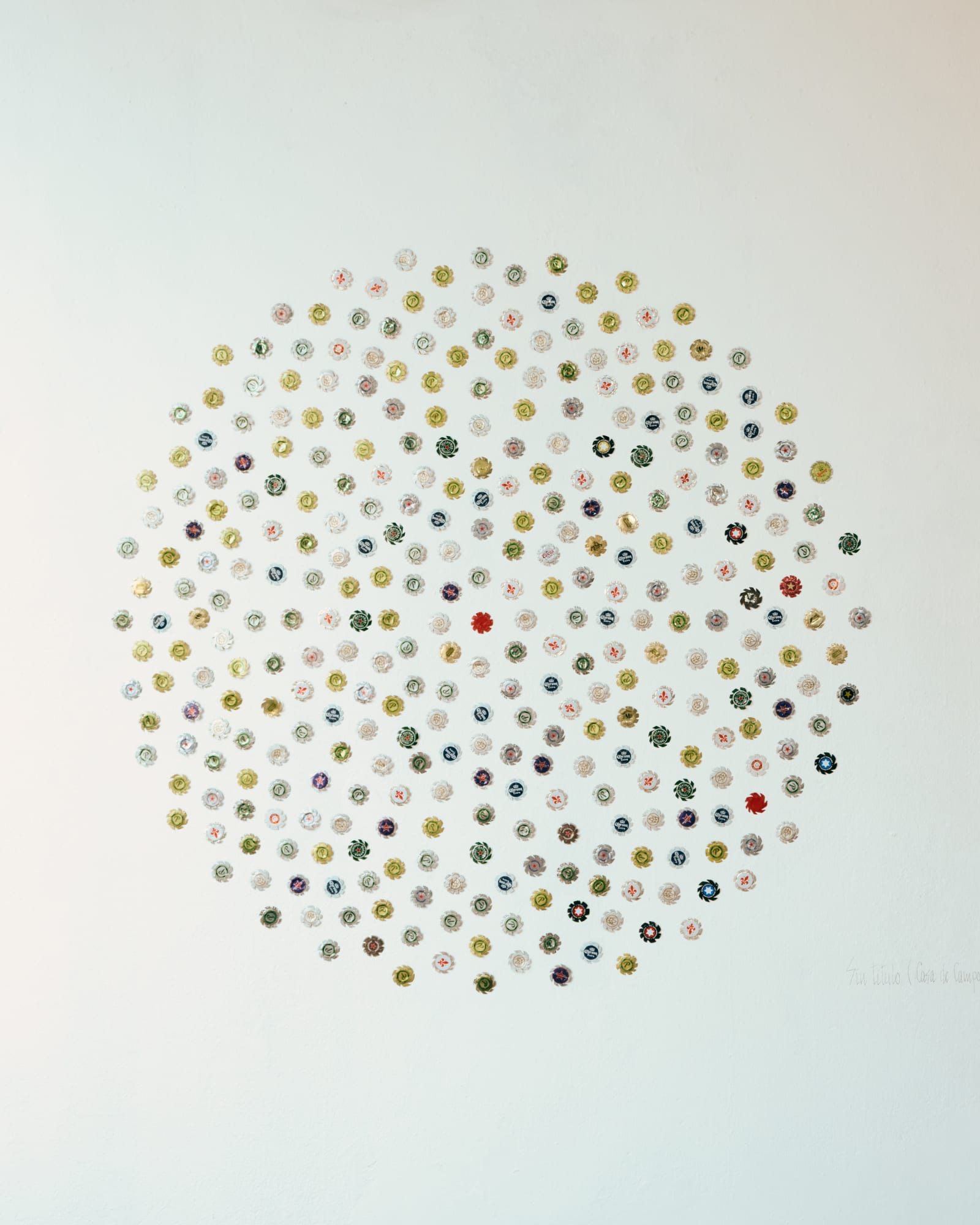Untitled (Casa de Campo), 2025, bottle caps, 51 in (diameter) (129.5 cm)