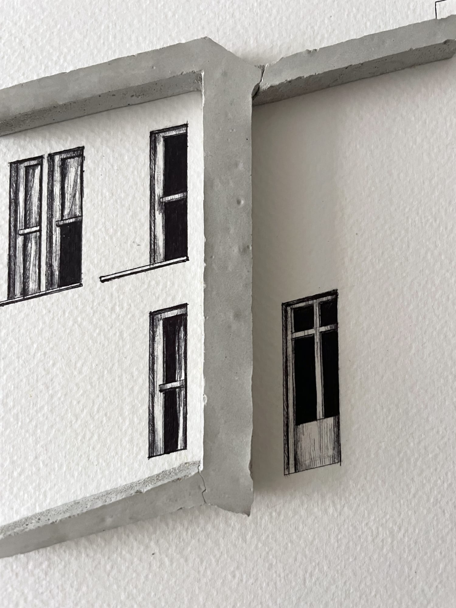 Berka Beste KopuzThe Trace is Hidden My Memory No:12, 2023Ballpoint pen and concrete piece on paper31.8 × 35 cmInstallation view (detail) from Soil Saves History II, 2024
