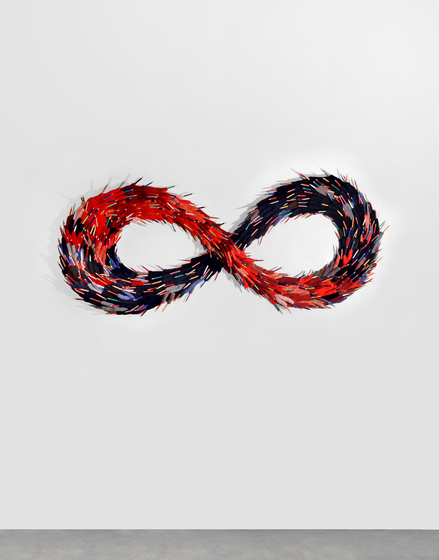 Annette Messager L'infini, 2018 Gloves and coloured pencils 195 x 95 x 15 cm