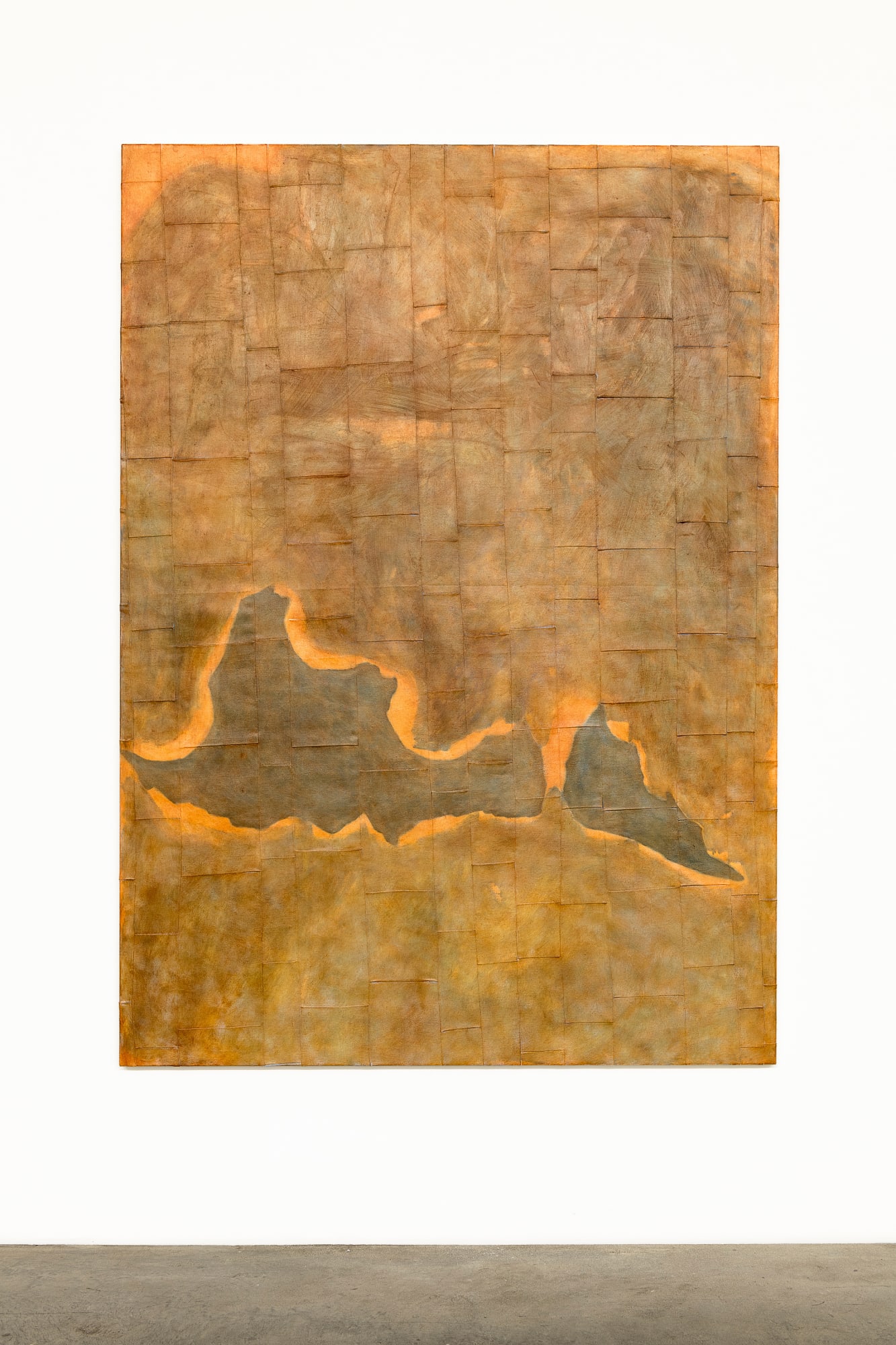 Sergej Jensen Untitled, 2020 Oil on sewn linen 203 x 145 x 3 cm