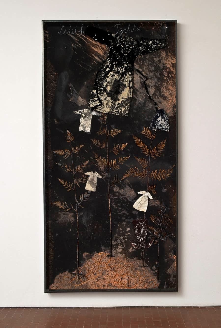 Anselm Kiefer Lilith's Töchter, 2010 Paint and clay emulsion on board with resin fern in lead and glass frame 190 x 140 cm