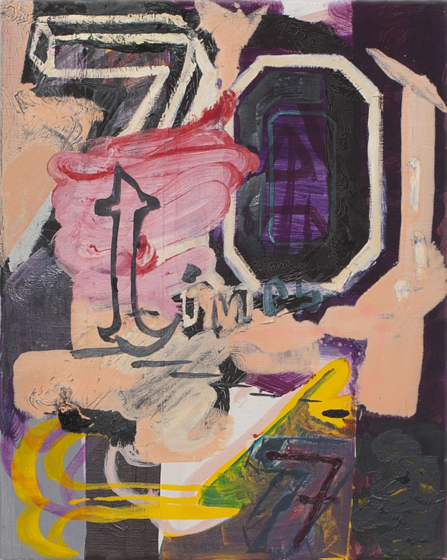 “70 Times 7” (2025), oil on canvas by Asger Harbou Gjerdevik, part of the In Motion exhibition at Alice Folker Gallery.