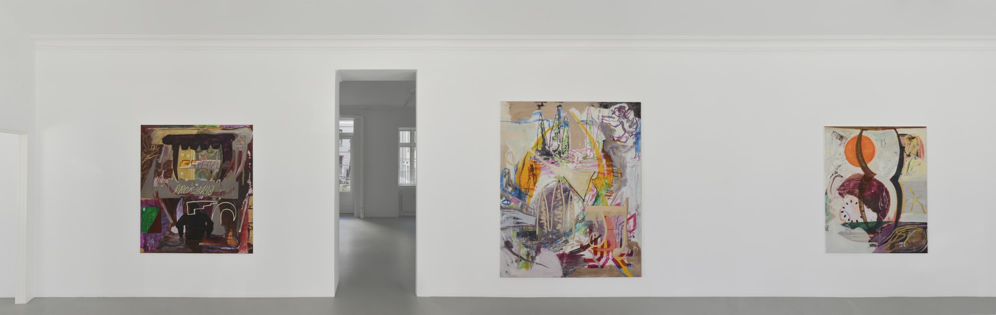 Installation view of Asger Harbou Gjerdevik’s 2025 In Motion exhibition at Alice Folker Gallery, showing multiple oil on canvas paintings displayed on gallery walls.