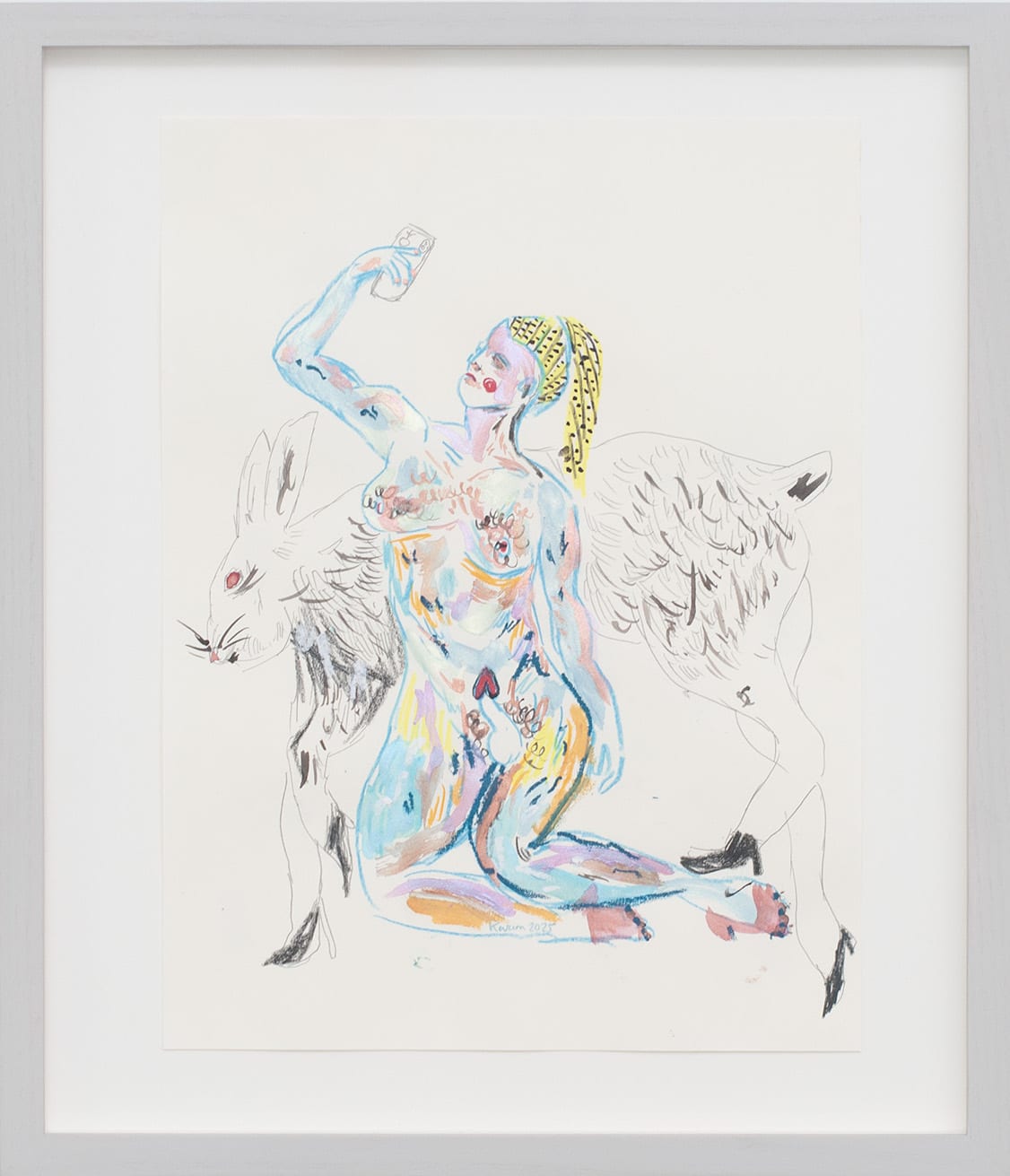 Karim Boumjimar 2025 Drawings From The Hotel Iii Mouths Vessels Portals Alice Folker Gallery, Gouache and crayon on paper