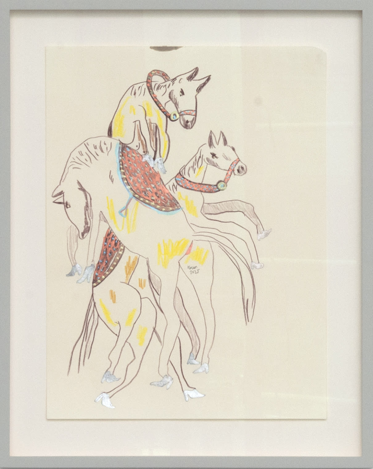 Karim Boumjimar 2025 Stallions In The Moon Mouths Vessels Portals Alice Folker Gallery, Ink and Crayon on Paper