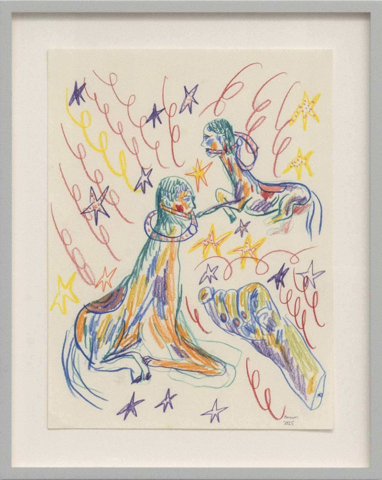 Karim Boumjimar 2025 The Prairie Has Stretched Mouths Vessels Portals Alice Folker Gallery, Crayon on paper