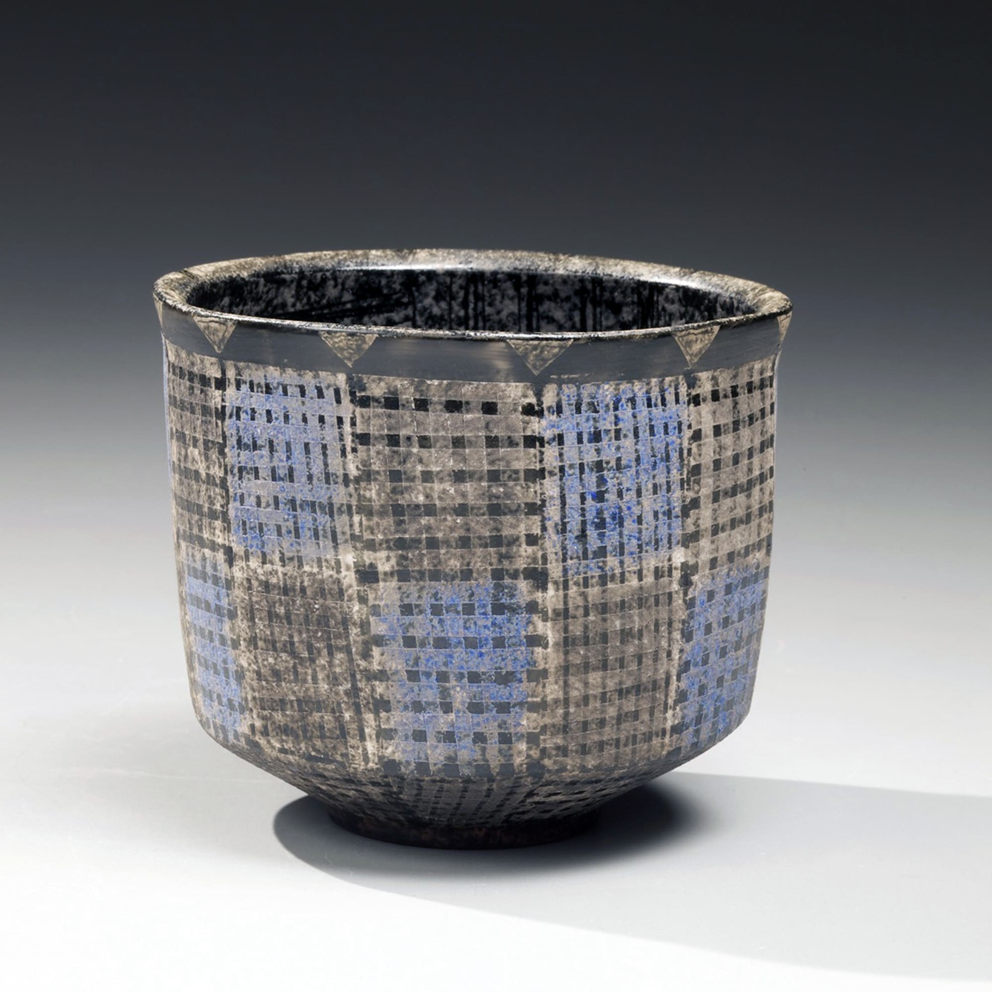 Maeda, Masahiro Straight-sided teabowl with blue and black checkered patterning 2010 Glazed porcelain 3 1/2 x 4 1/4 in. SOLD