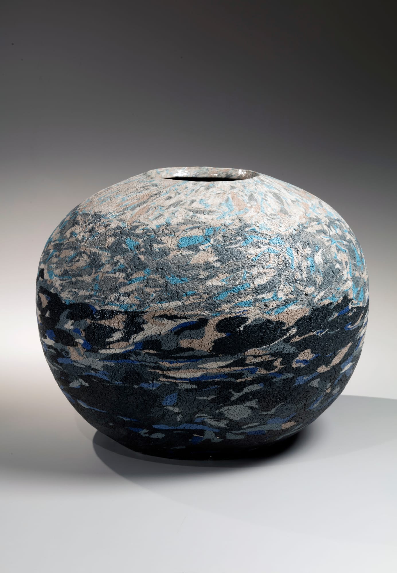 Matsui Kōsei (1927-2003) Himalaya 1985 Marbleized stoneware 14 x 16 1/2" Inv# 10180 SOLD