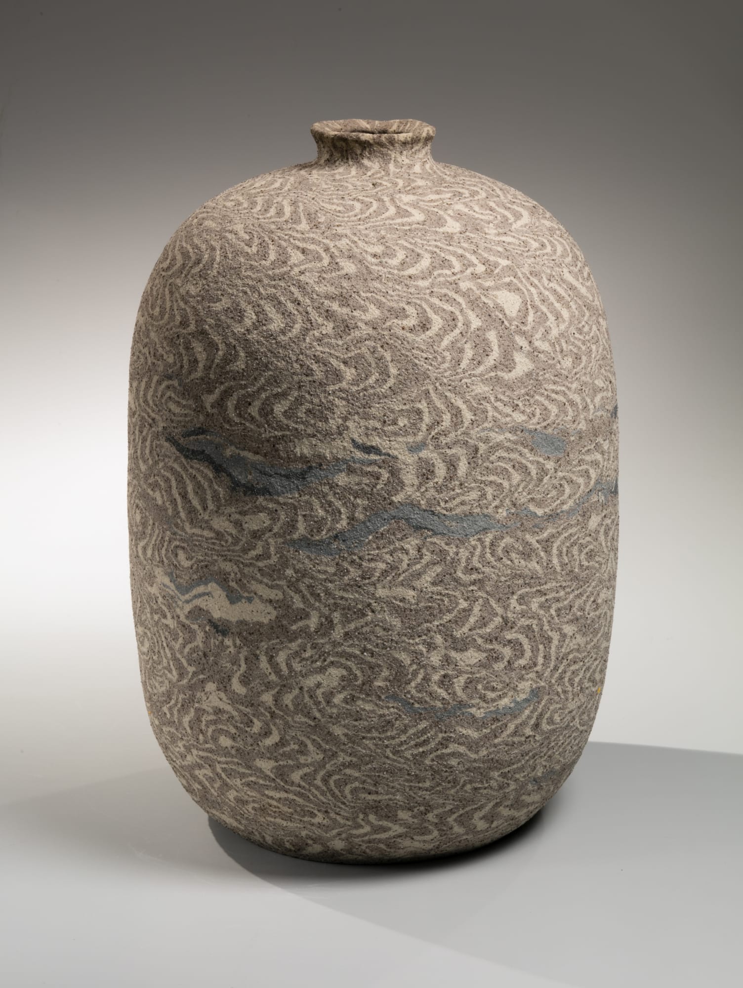 Matsui Kōsei Early and rare neriage vessel with sand-blasted surface 1973 Marbleized stoneware 16 1/2 x 11 1/4 x 10 3/4 in. Inv# 10265 SOLD
