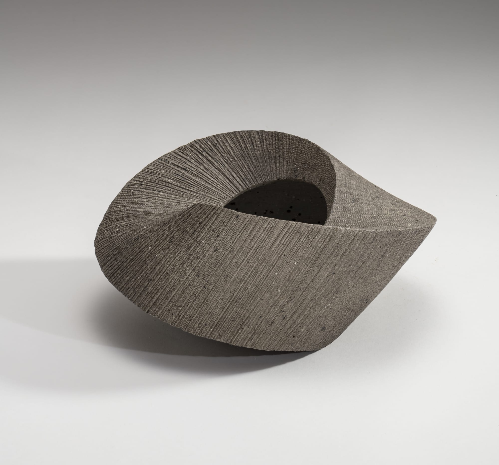 Hoshino Kayoko (b. 1949) Cut Out - Circle 17-10 2017 Stoneware with ash glaze 5 1/2 x 12 5/8 x 10 1/4 inches Inv# 10640 SOLD
