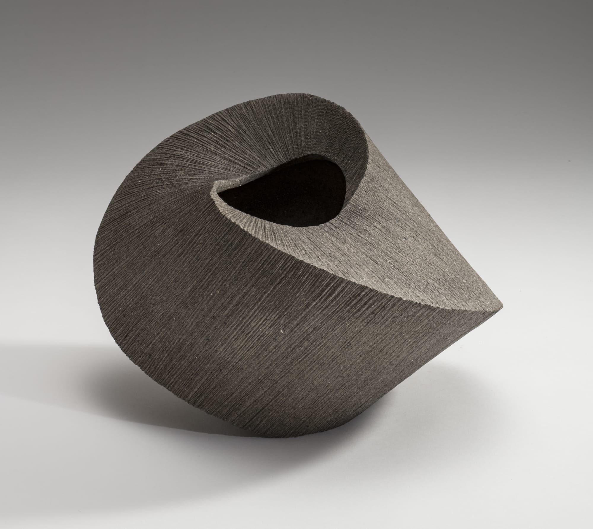 Hoshino Kayoko (b. 1949) Cut Out - Circle 17-8 2017 Stoneware with ash glaze 11 1/8 x 17 x 12 5/8 inches Inv# 10641 SOLD