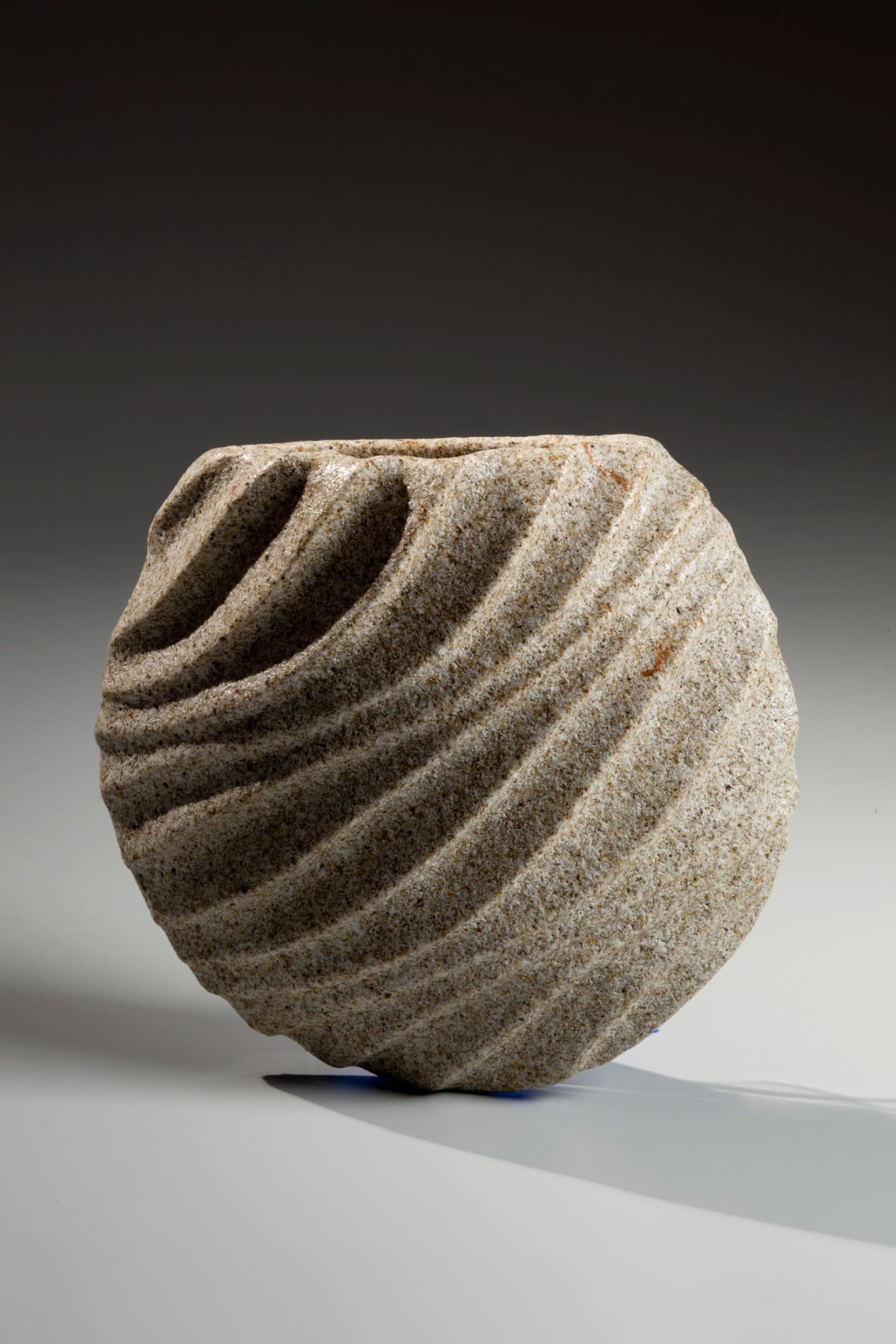 Sakiyama Takayuki (b. 1958) Hanging stoneware vase with hand-carved front and flat back ca. 2005 Stoneware with sand glaze and metal hook on verso SOLD