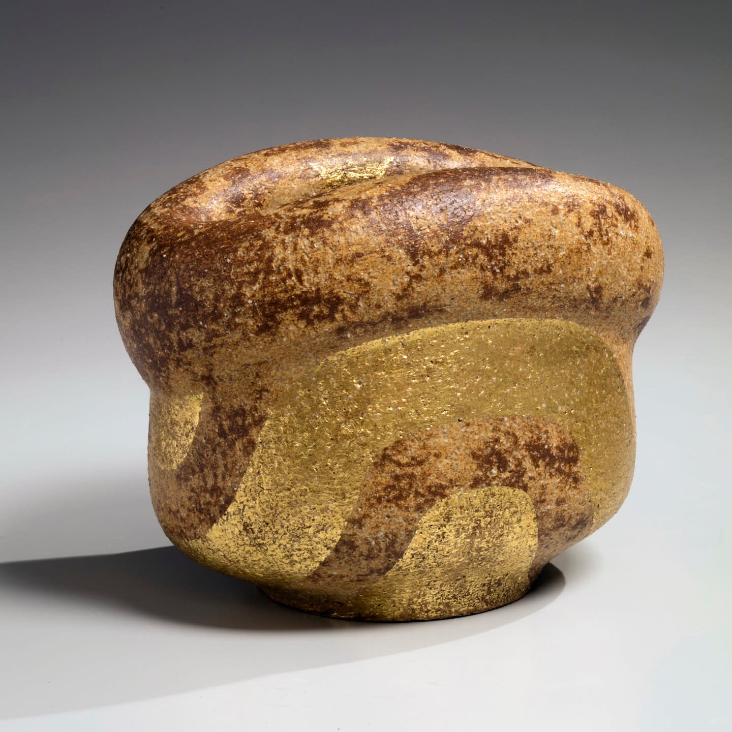 Kiyomizu Rokubey VII (1922-2006) Rounded vase with gold banding ca. 1962 Irabo (wood ash)-glazed stoneware 7 7/8 x 9 5/8 x 7 inches Inv# 10735 SOLD