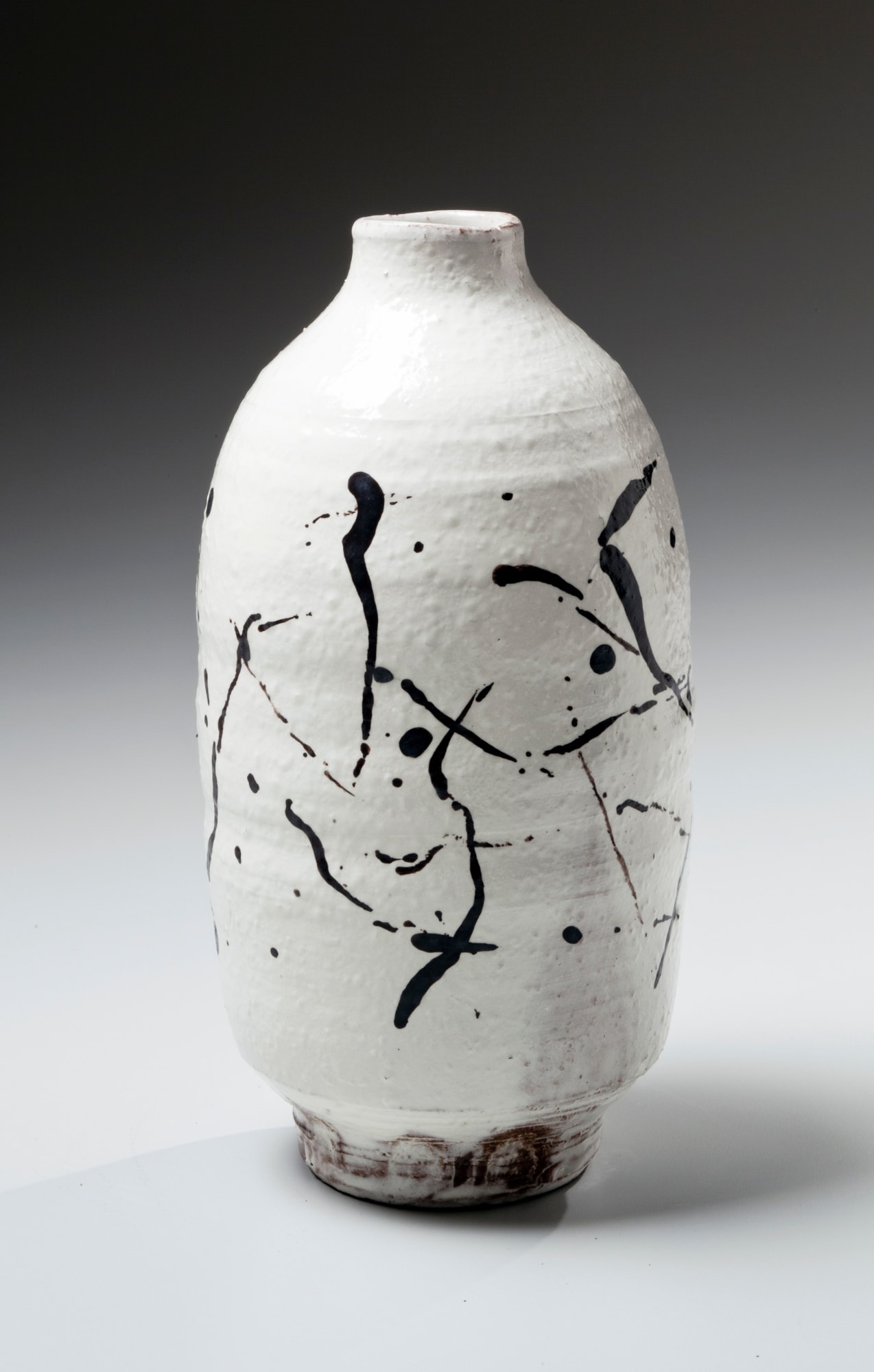 Yamada Hikaru (1923-2001) White-slip and iron-glazed painted vase ca. 1965-70 Glazed stoneware 7 3/4 x 4 inches SOLD