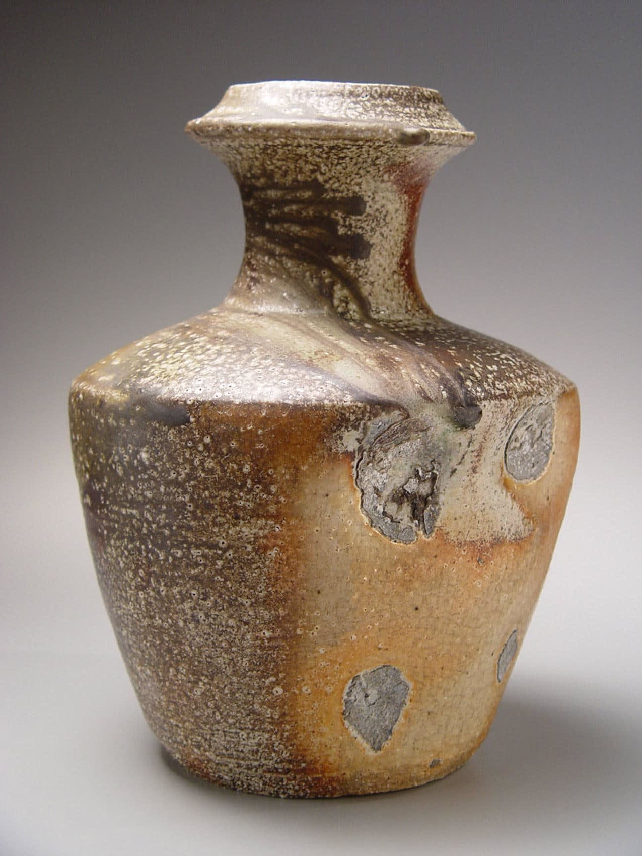 SHIMAOKA TATSUZO Vase with lightly visible impressed-rope pattern design and tapered neck ca. 1987 Stoneware 13 x 9 3/4 x 9 3/4 inches Inv# 5141