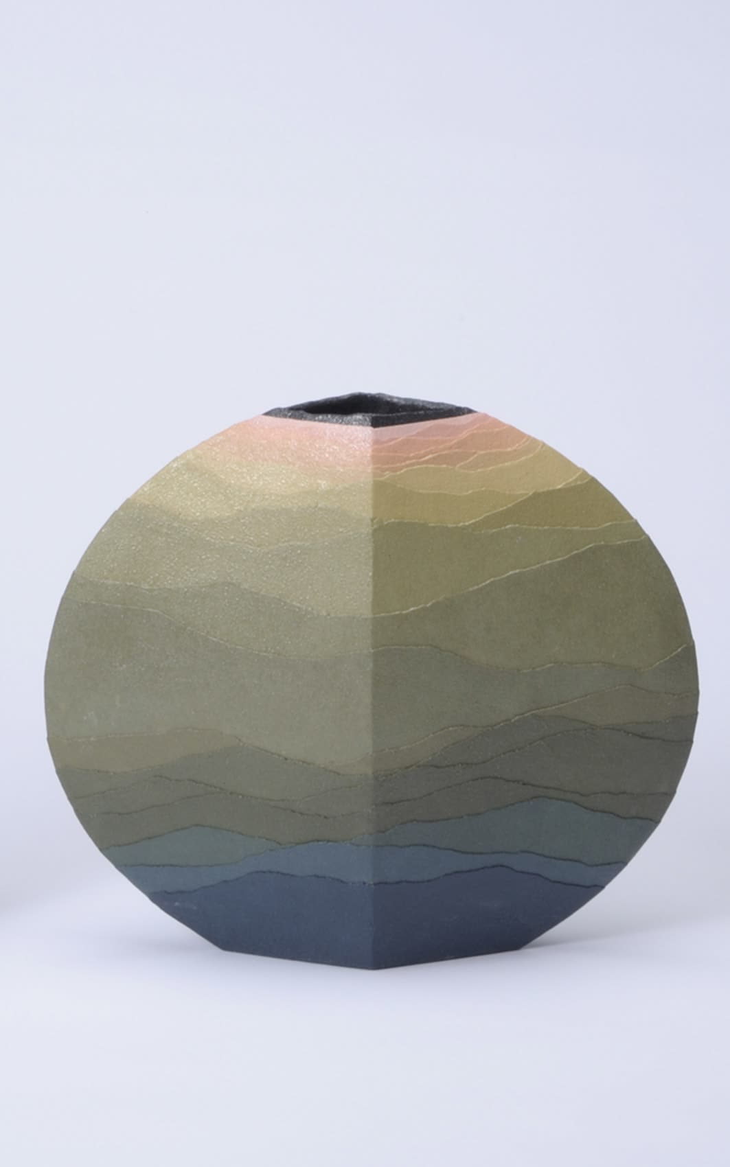 Morning Breeze 2008 Stoneware with colored-clay overlays 10 5/8 x 12 1/4 x 4\" Inv# 5998