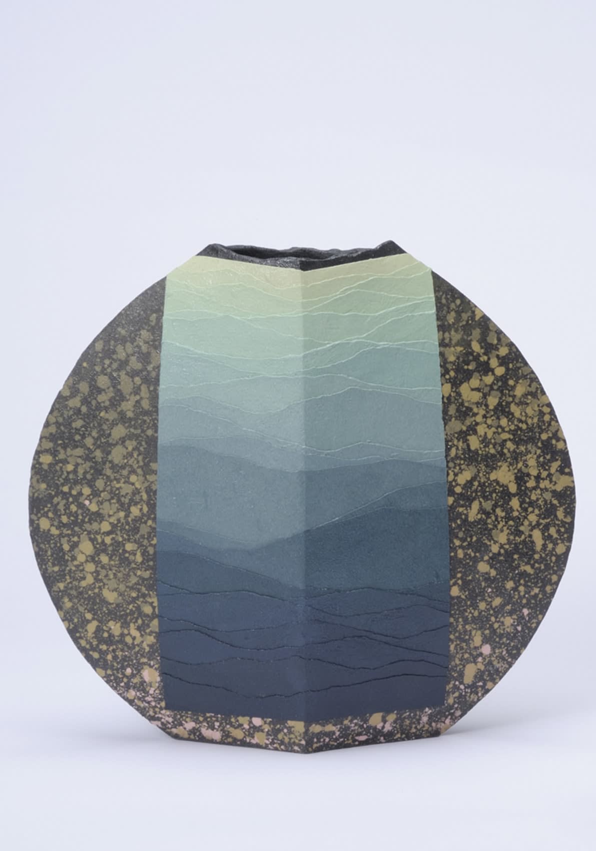 Rising Sea 2008 Stoneware with colored-clay overlays 12 x 12 7/8 x 4 1/8\" Inv# 6001