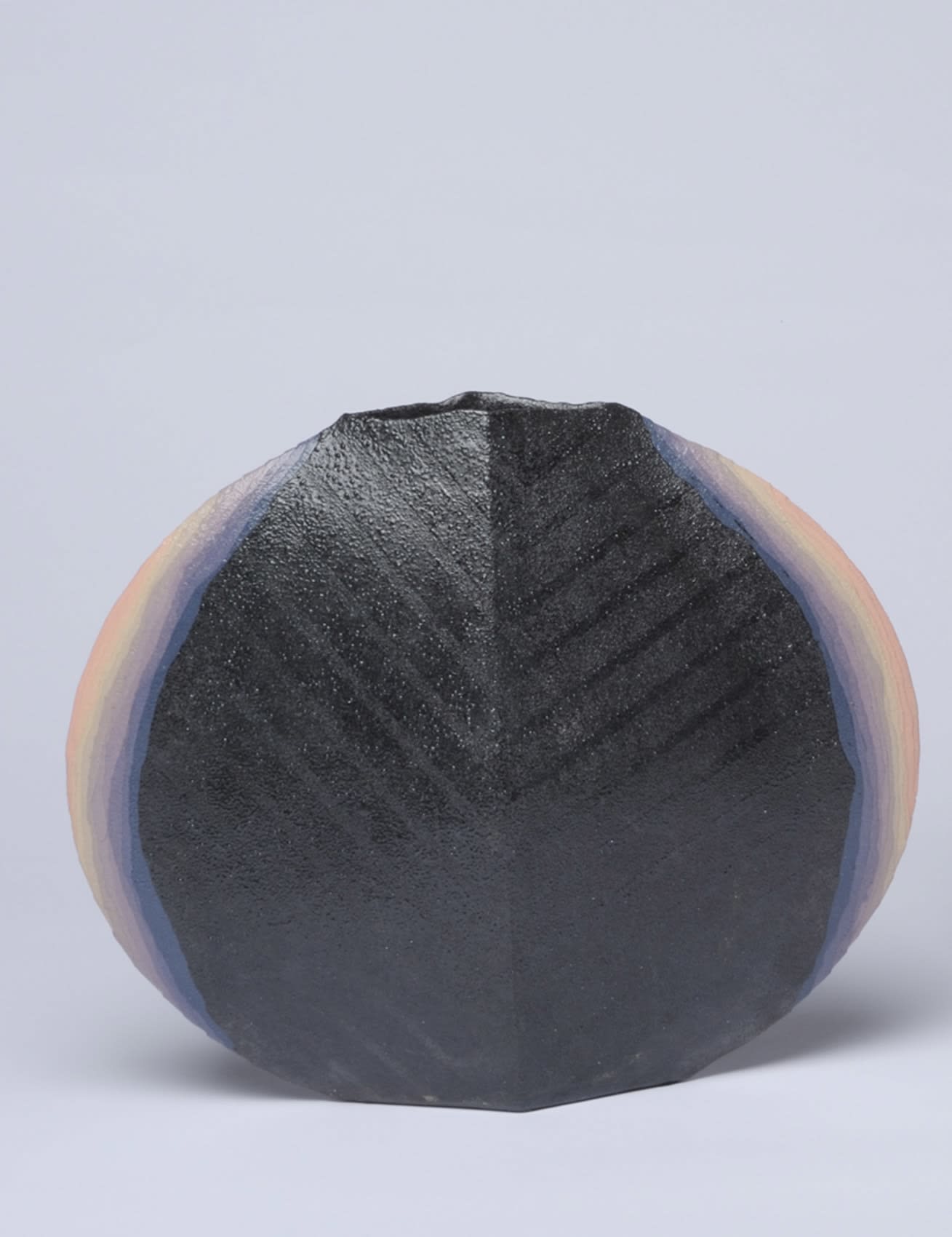 Midnight Rainbow I 2008 Stoneware with colored-clay overlays 10 1/2 x 12 5/8 x 3 3/4\" Inv# 6002