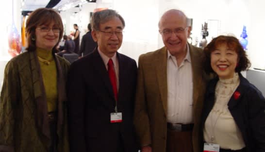 SOFA 2009 Opening night, (left to right) Joan Mirviss, Miyashita Zenji, Roald Hoffman and Miyashita Hideko