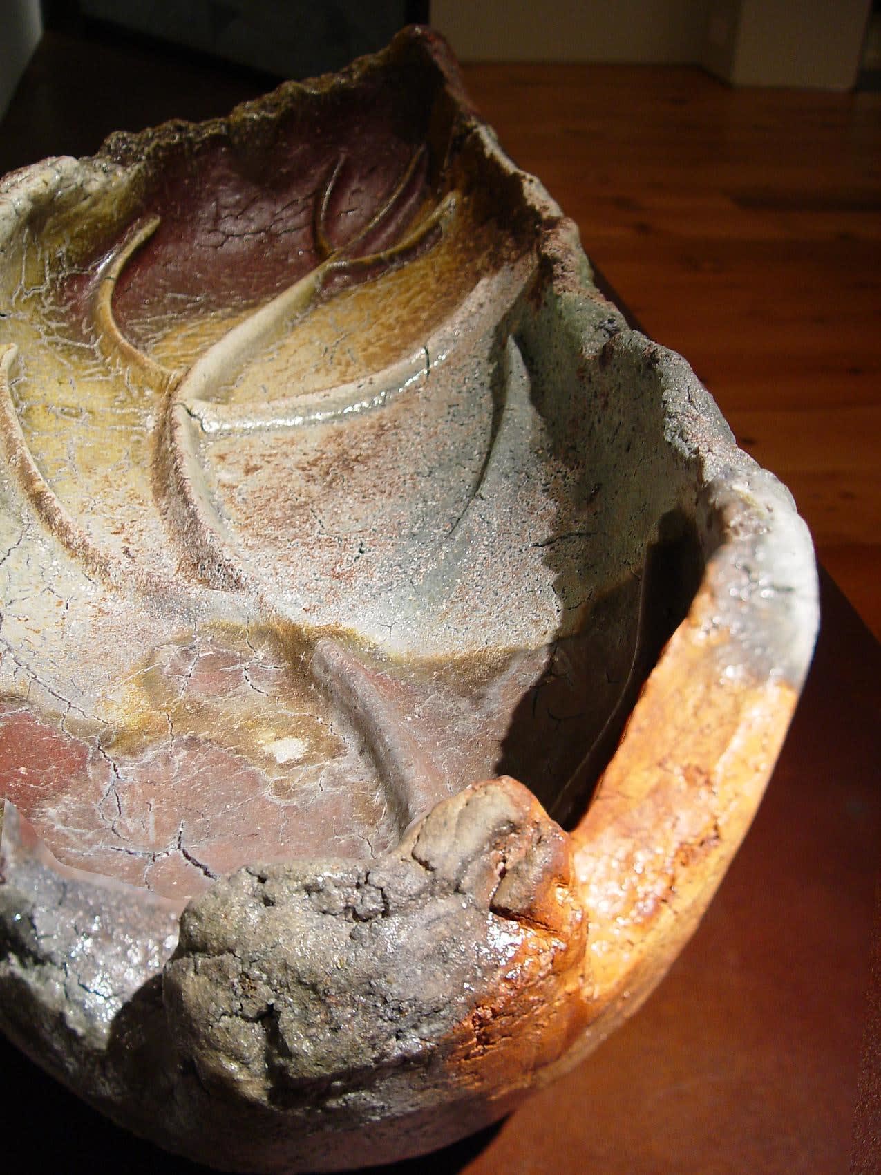 Harada Shûroku (b. 1941) Large leaf-shaped Bizen-ware platter 2006 Stoneware 7 1/2 x 32 1/2 x 14 inches Inv#5335