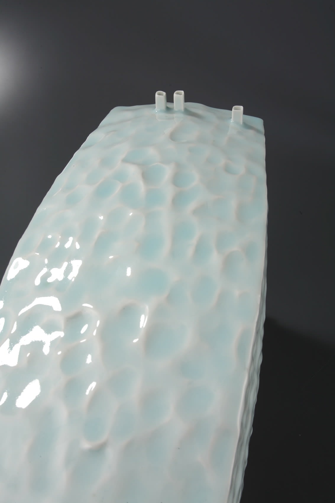 Kayô - Rectangular ancient Chinese house-inspired sculpture with blue-white seihakuji glaze (Inv# 6247) Glazed Porcelain 15 x 18 1/2 x 7 5/8 inches (click image for further images)