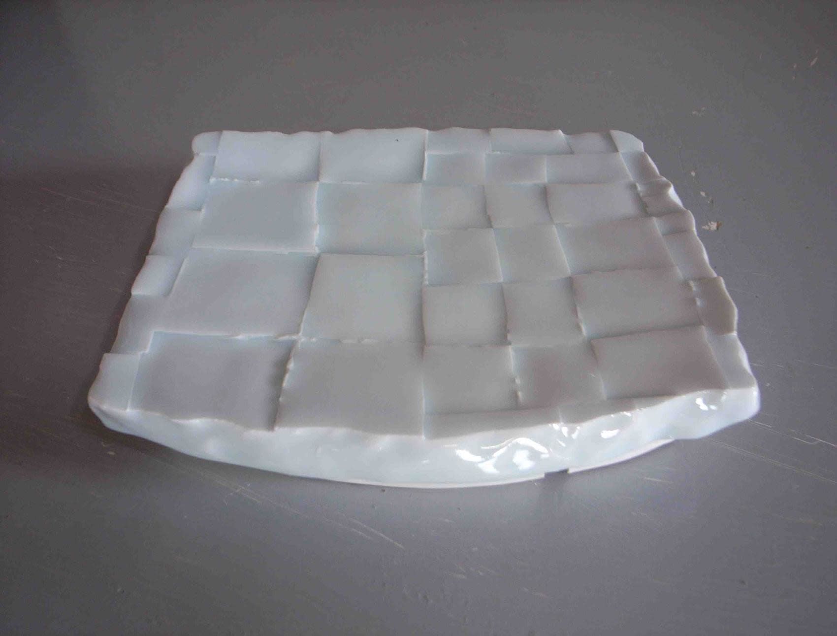 Ban - Footed plaque (Inv# 6257) Glazed Porcelain 2 x 8 1/4 x 10 1/4 inches