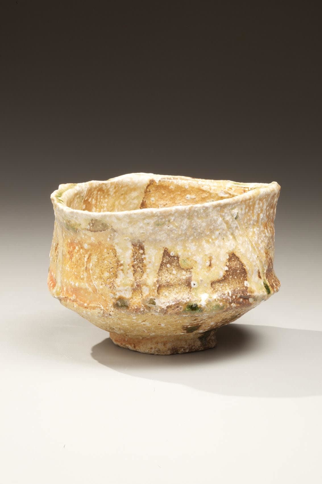 Kishimoto Kennin (b. 1934) Iga ware faceted tea bowl, 2008 Natural ash-glazed stoneware; 4 x 6 x 5 5/8 inches Inv# 6799
