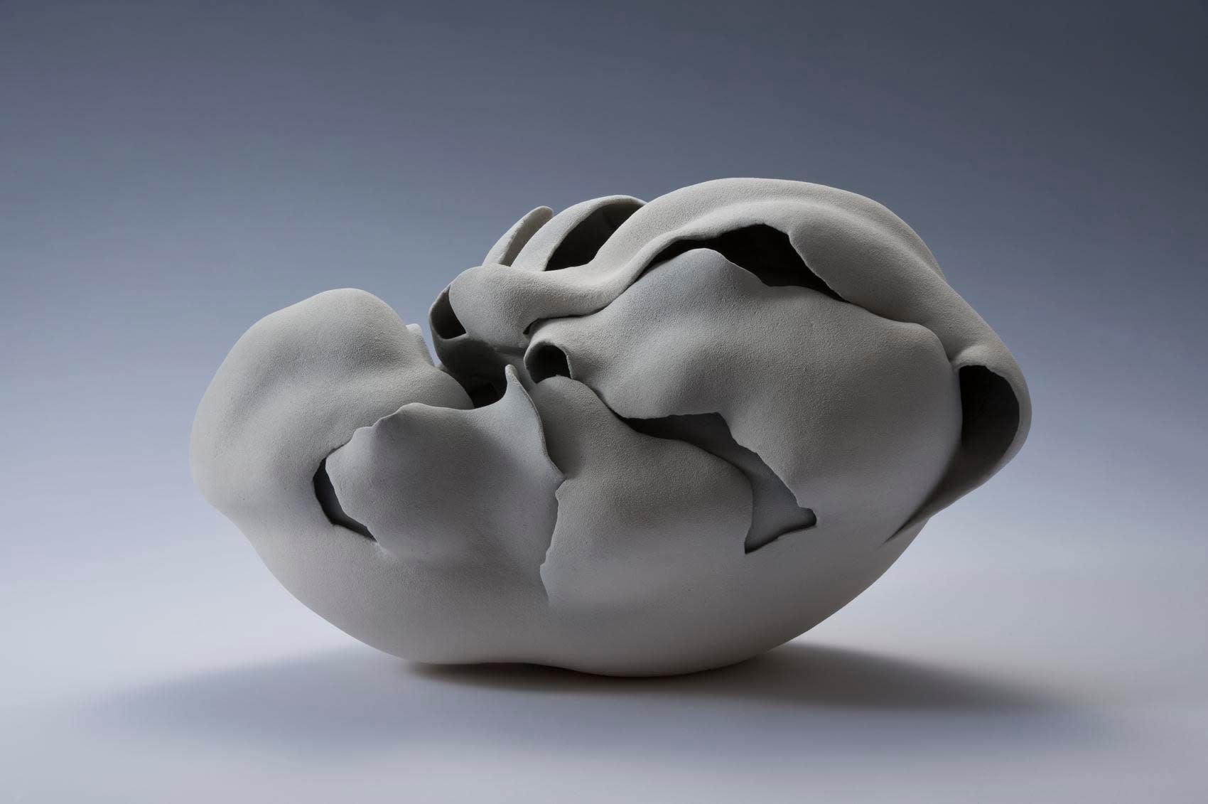 A Moment in White - E, ca. 2012 Stoneware with grayish-white matte glaze 12 5/8 x 21 1/4 x 16 1/2 inches Inv# 7729 SOLD