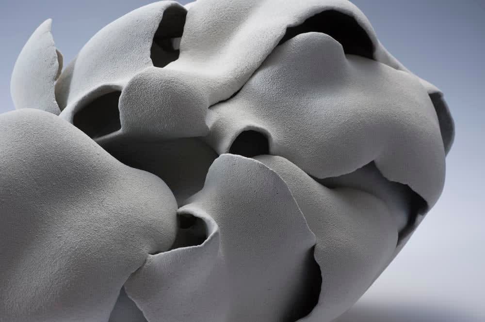 A Moment in White - E, ca. 2012 Stoneware with grayish-white matte glaze 12 5/8 x 21 1/4 x 16 1/2 inches Inv# 7729 SOLD